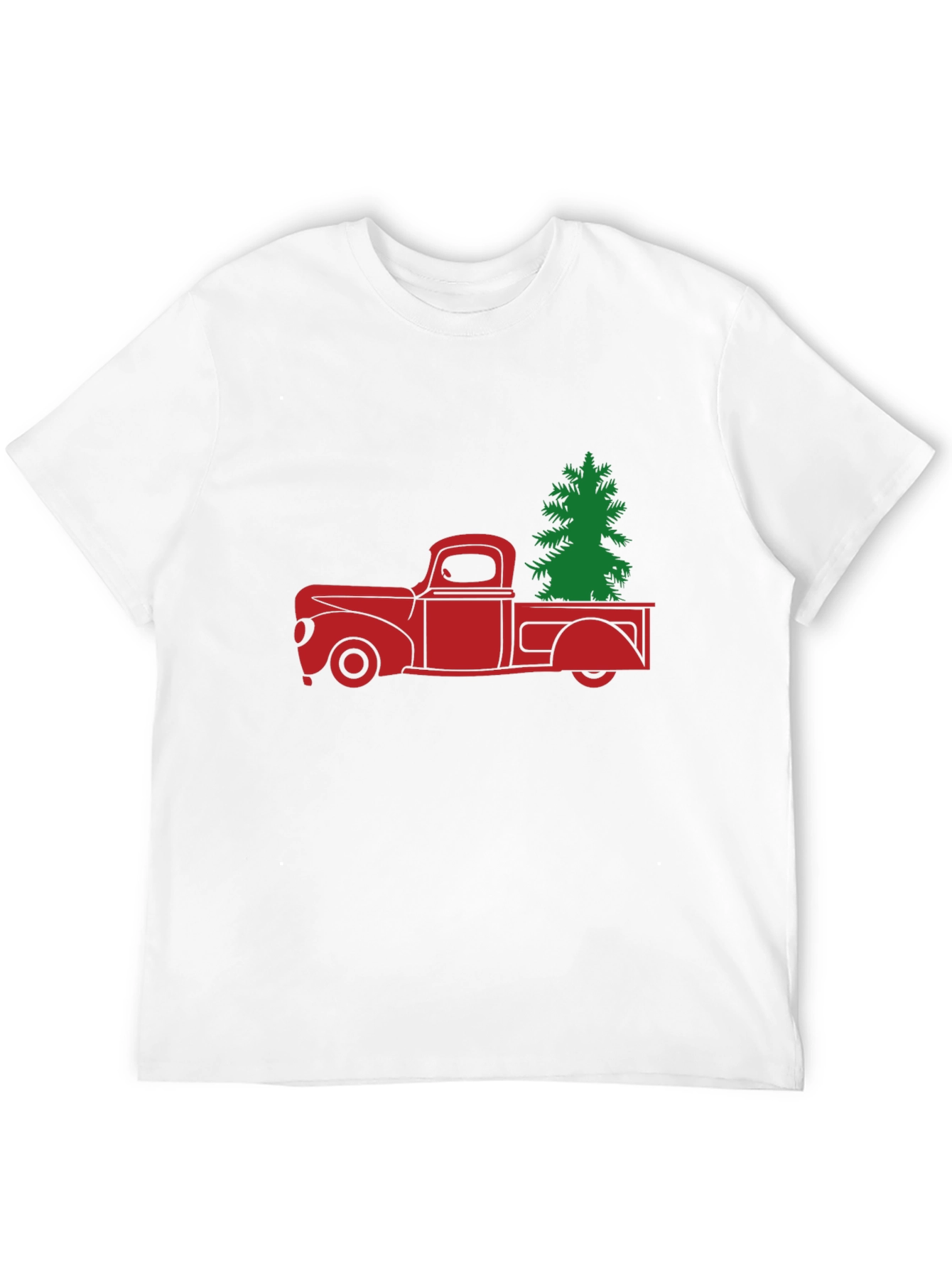 Red Truck Christmas Tree Graphic Tee - Black