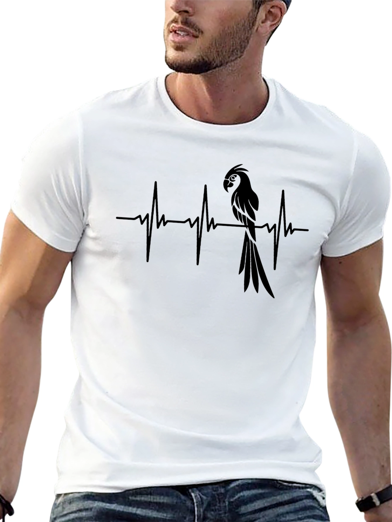 Parrot Heartbeat T-Shirt - Unique Graphic Tee