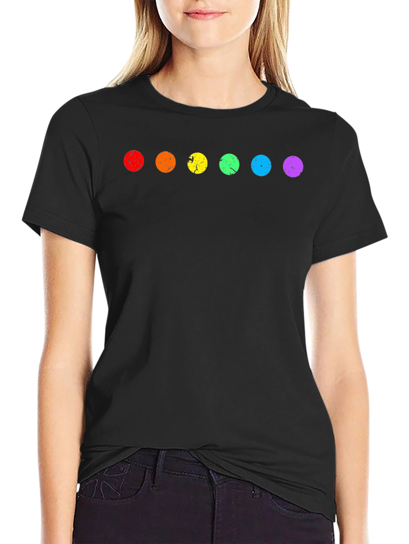 Rainbow Dot Graphic Tee - Soft Cotton Blend