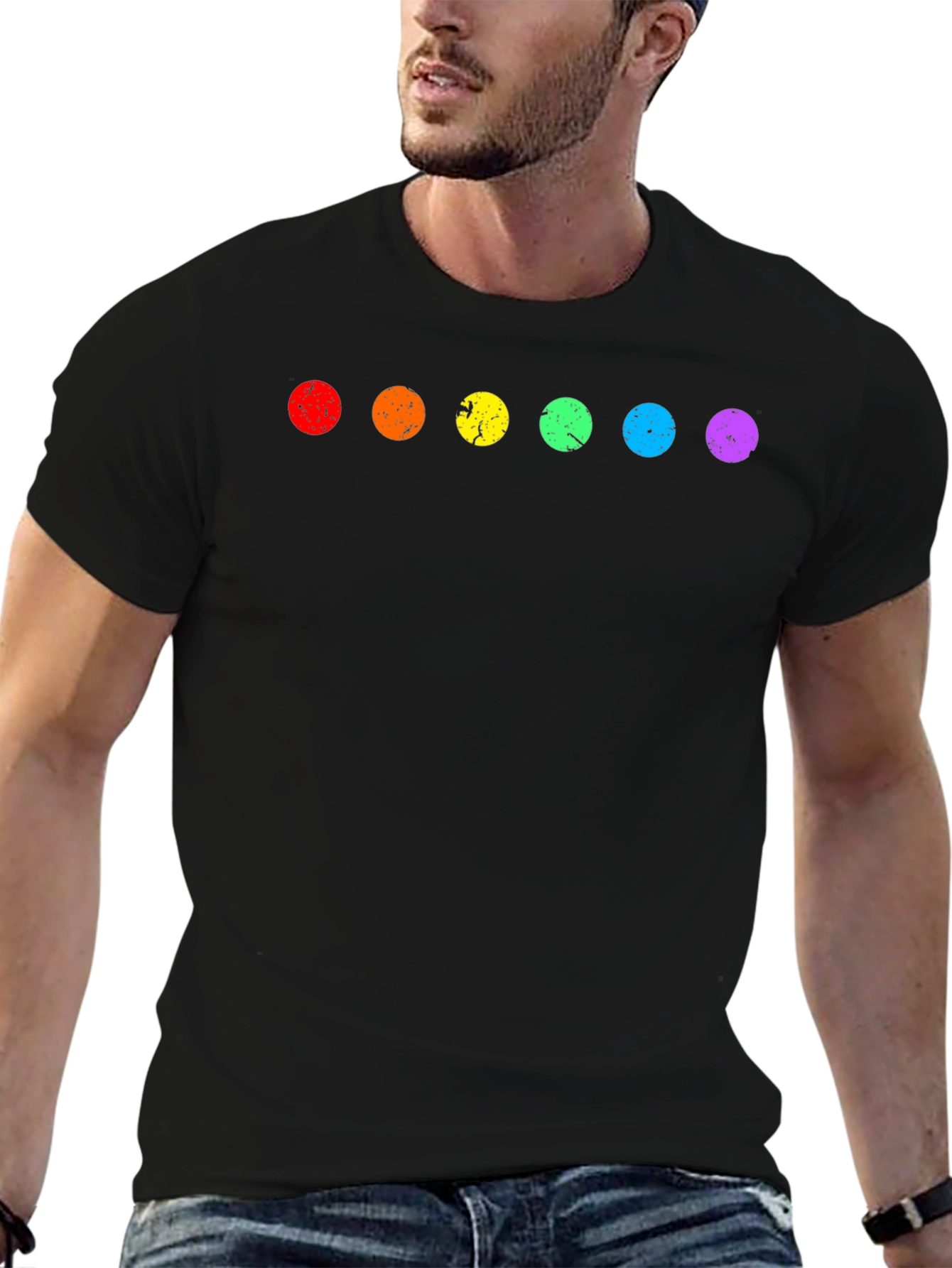 Rainbow Dot Graphic Tee - Soft Cotton Blend