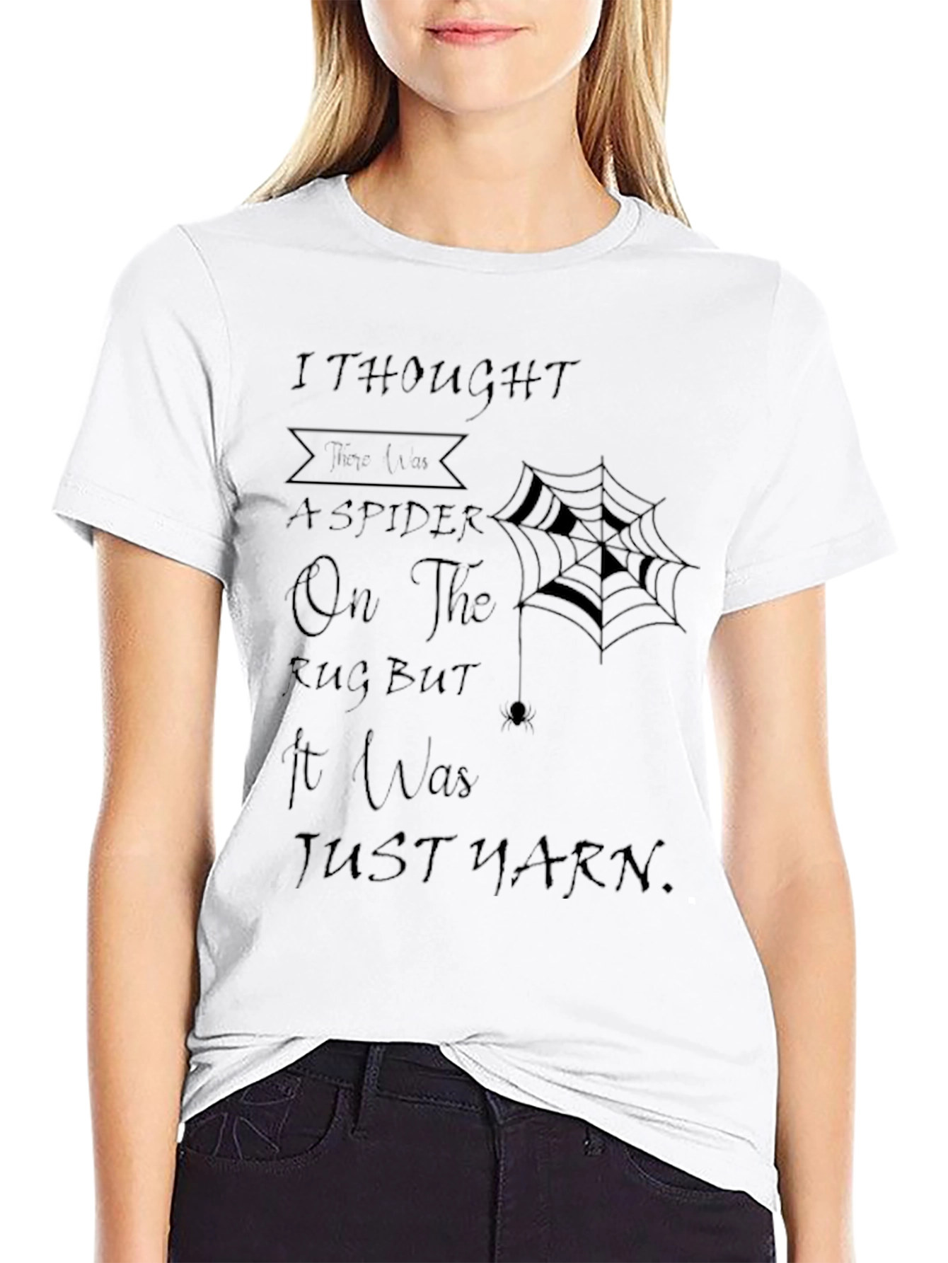 Spider Yarn Graphic Tee - Mens Black Cotton T-Shirt
