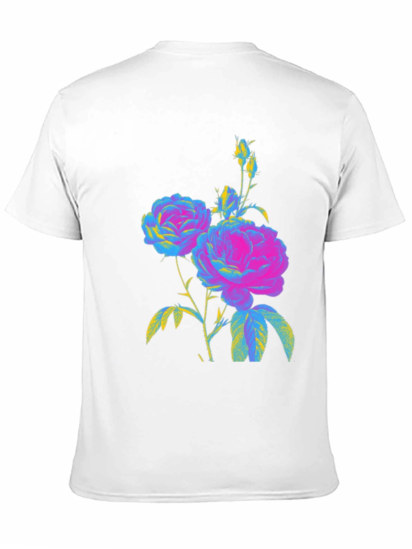Floral Print T-Shirt - Vivid Roses on Black