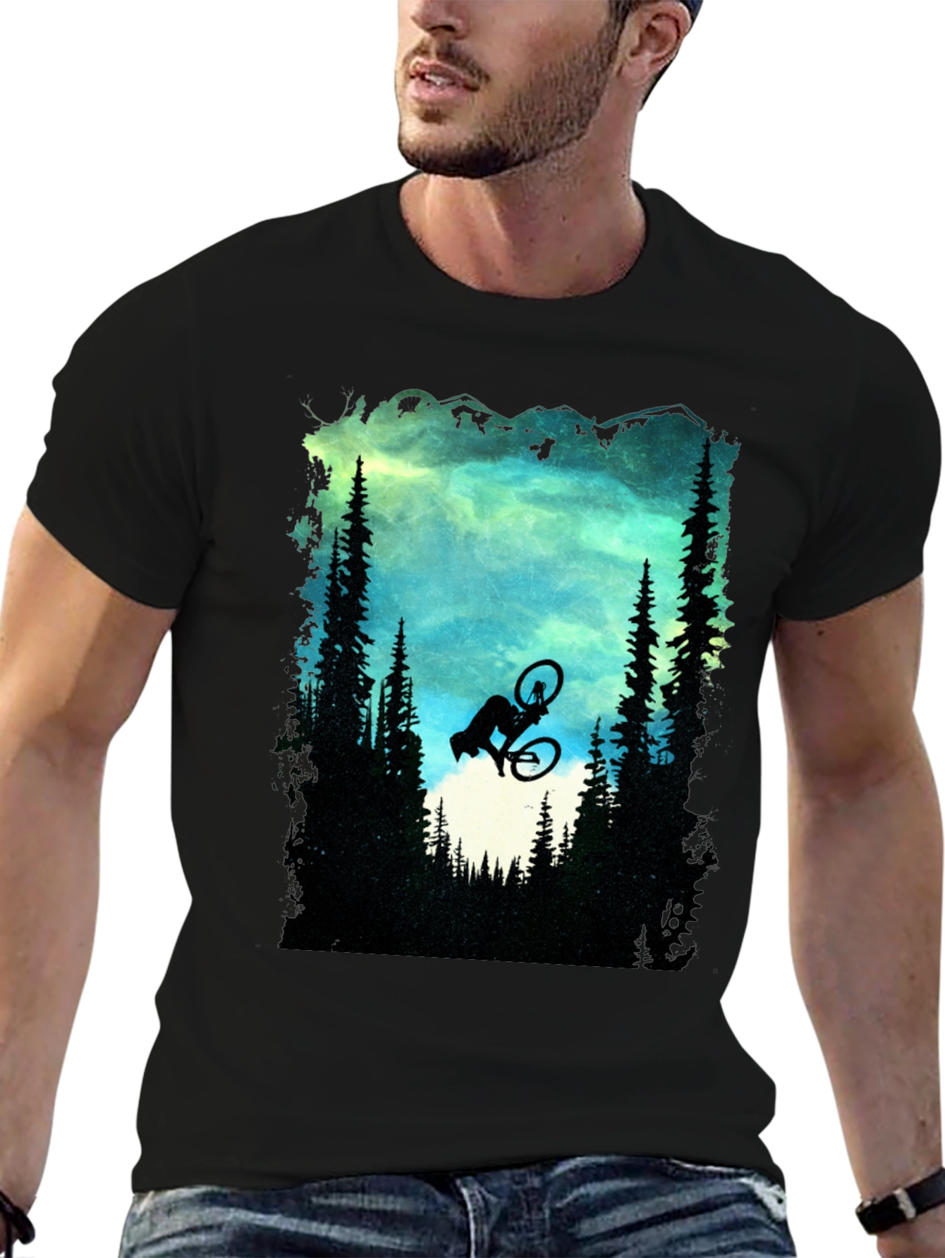 Mountain Biker Silhouette Graphic Tee