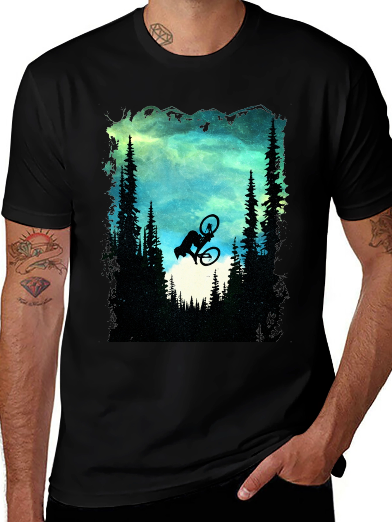 Mountain Biker Silhouette Graphic Tee