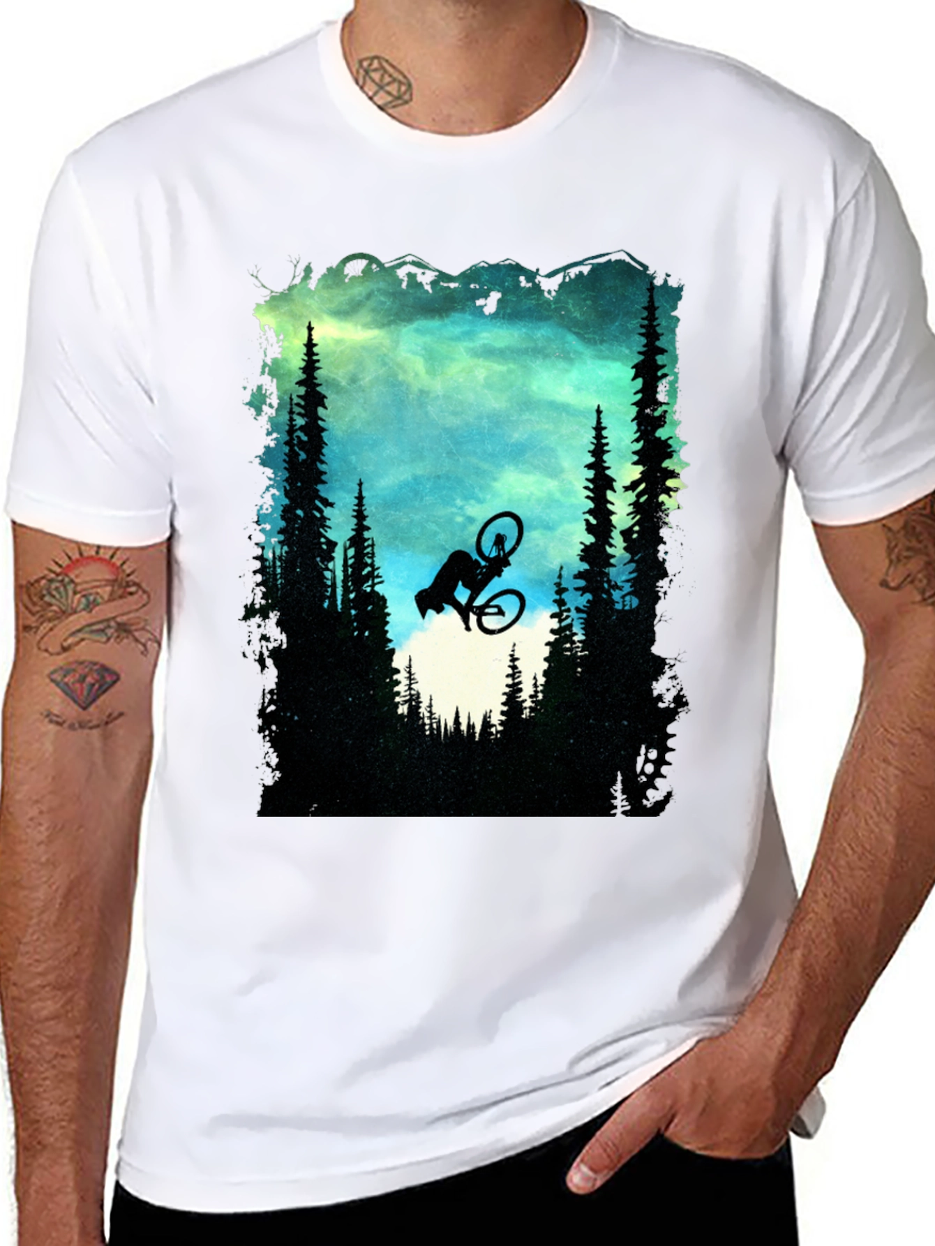 Mountain Biker Silhouette Graphic Tee