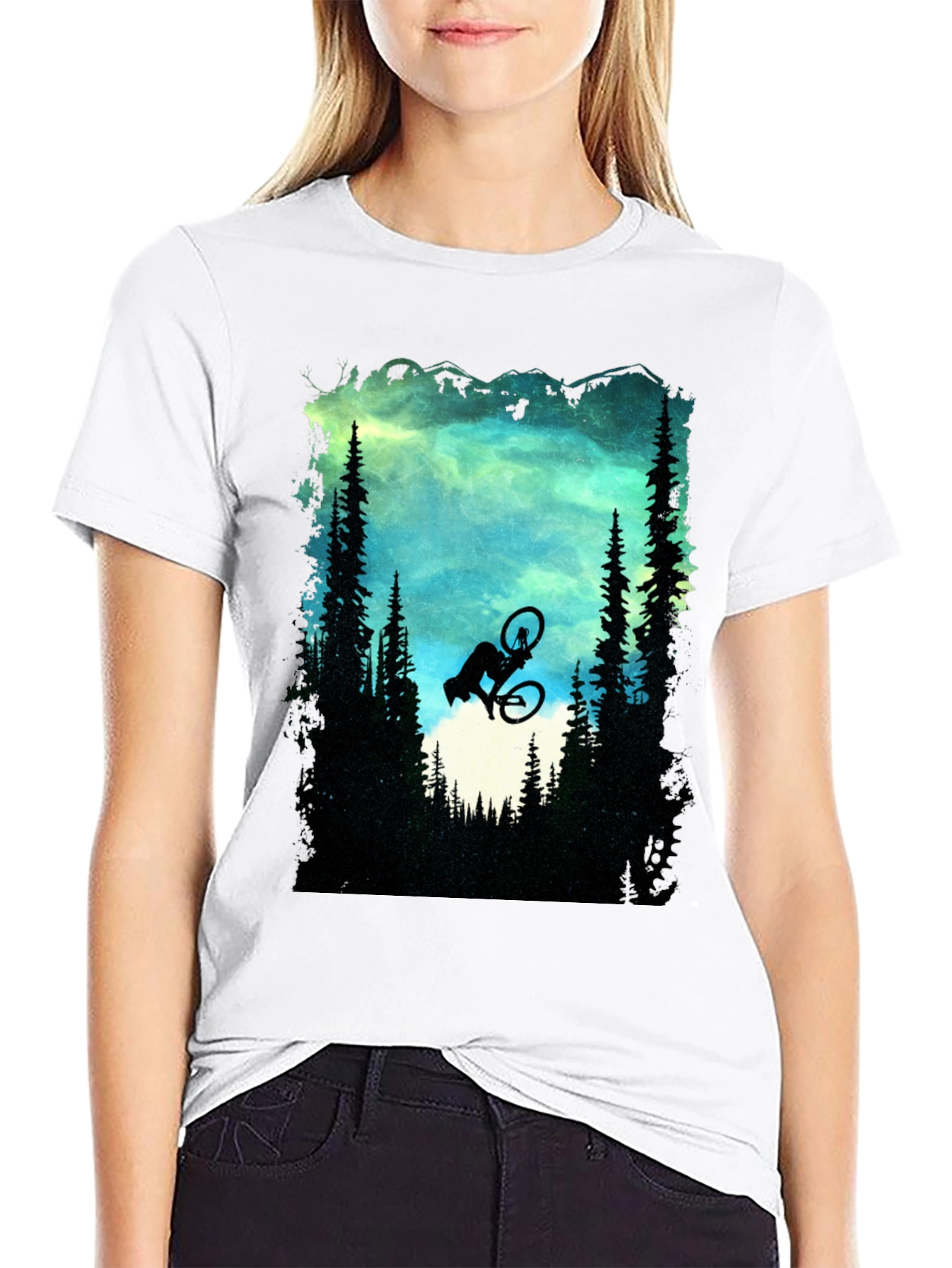Mountain Biker Silhouette Graphic Tee