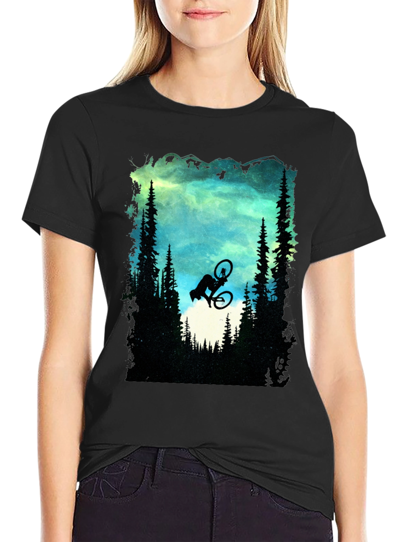Mountain Biker Silhouette Graphic Tee