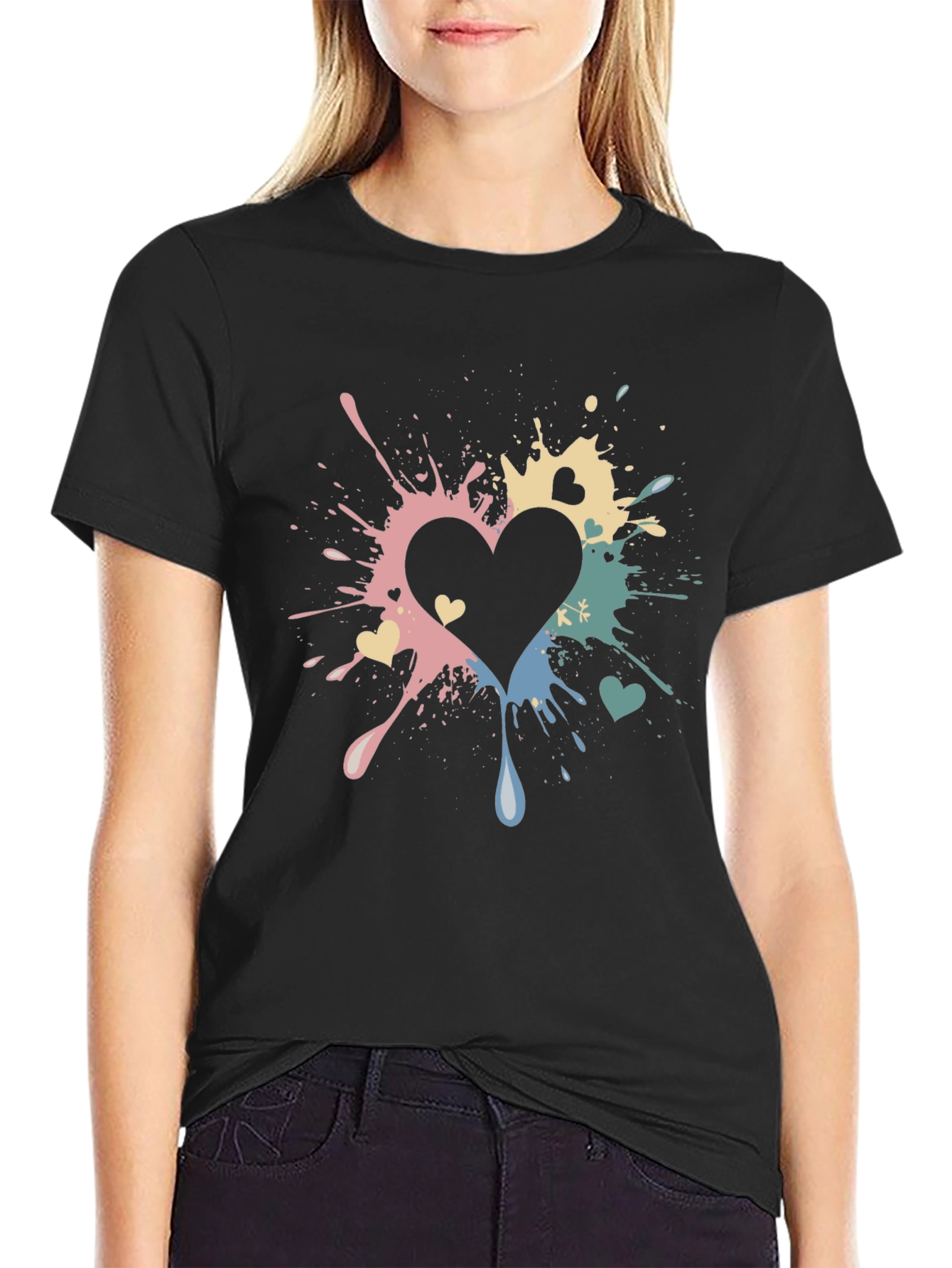 Heart Splatter Graphic T-Shirt