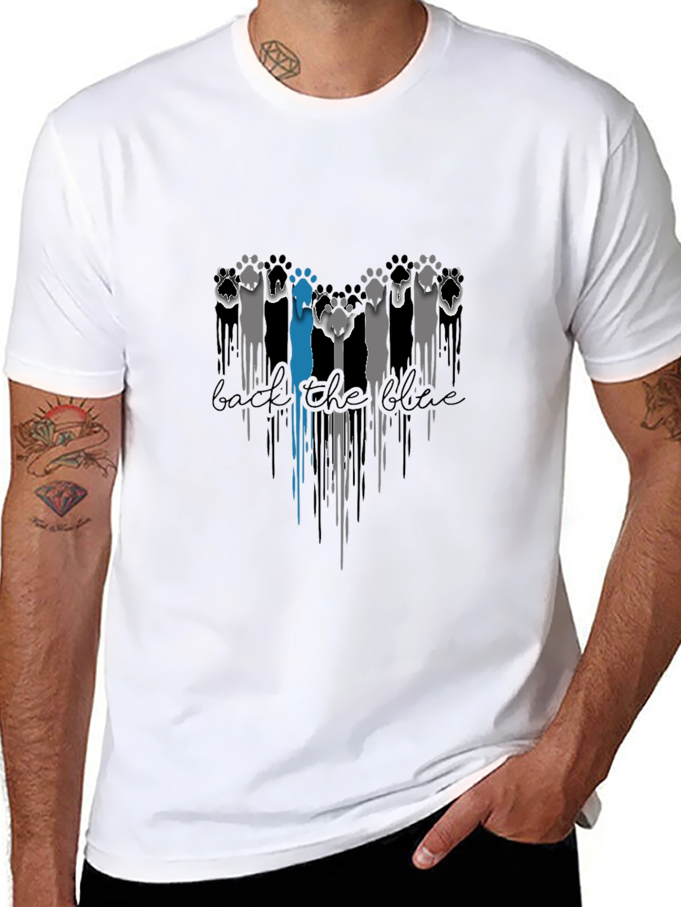 Back the Blue Paw Print Graphic Tee