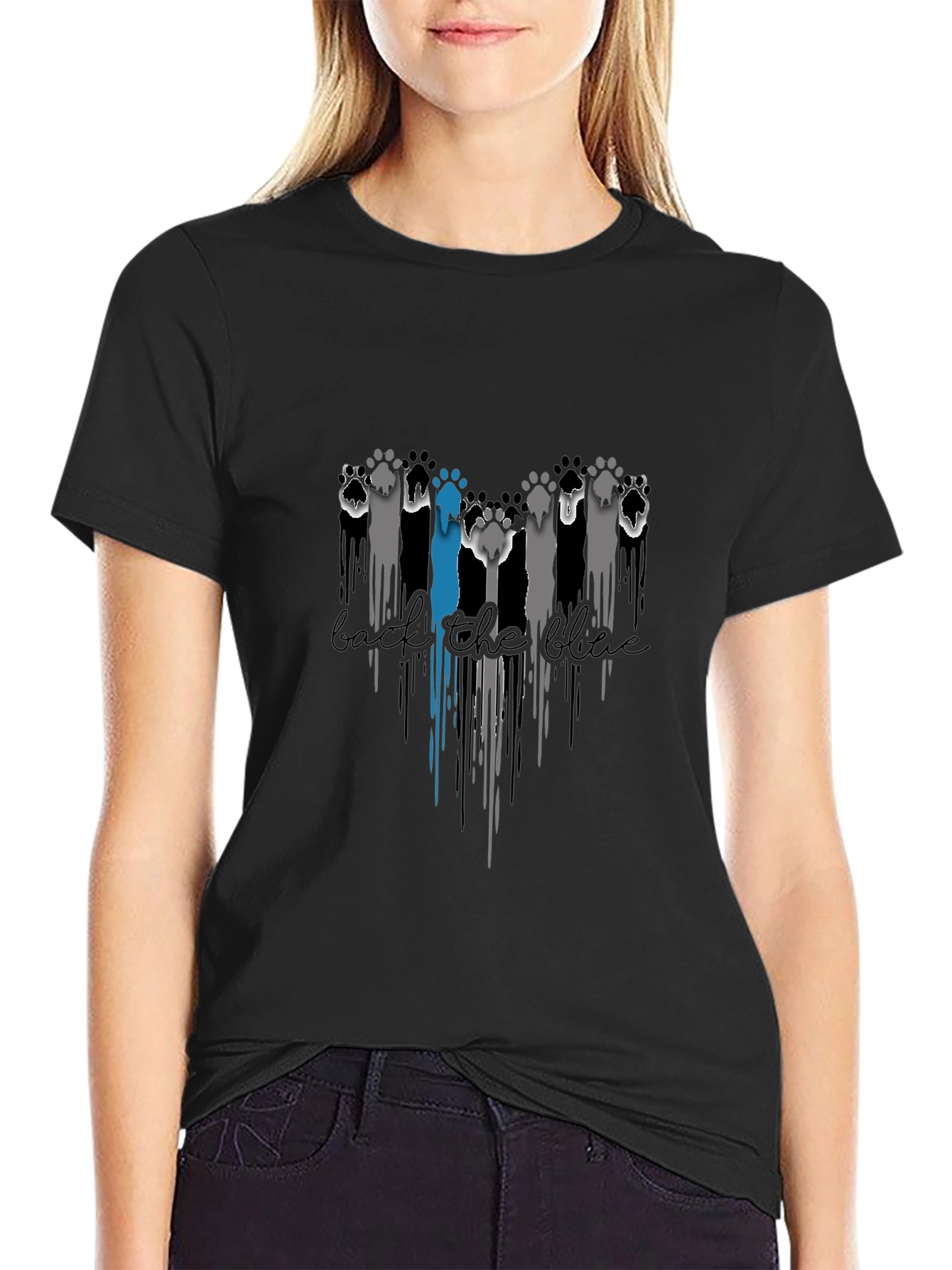 Back the Blue Paw Print Graphic Tee