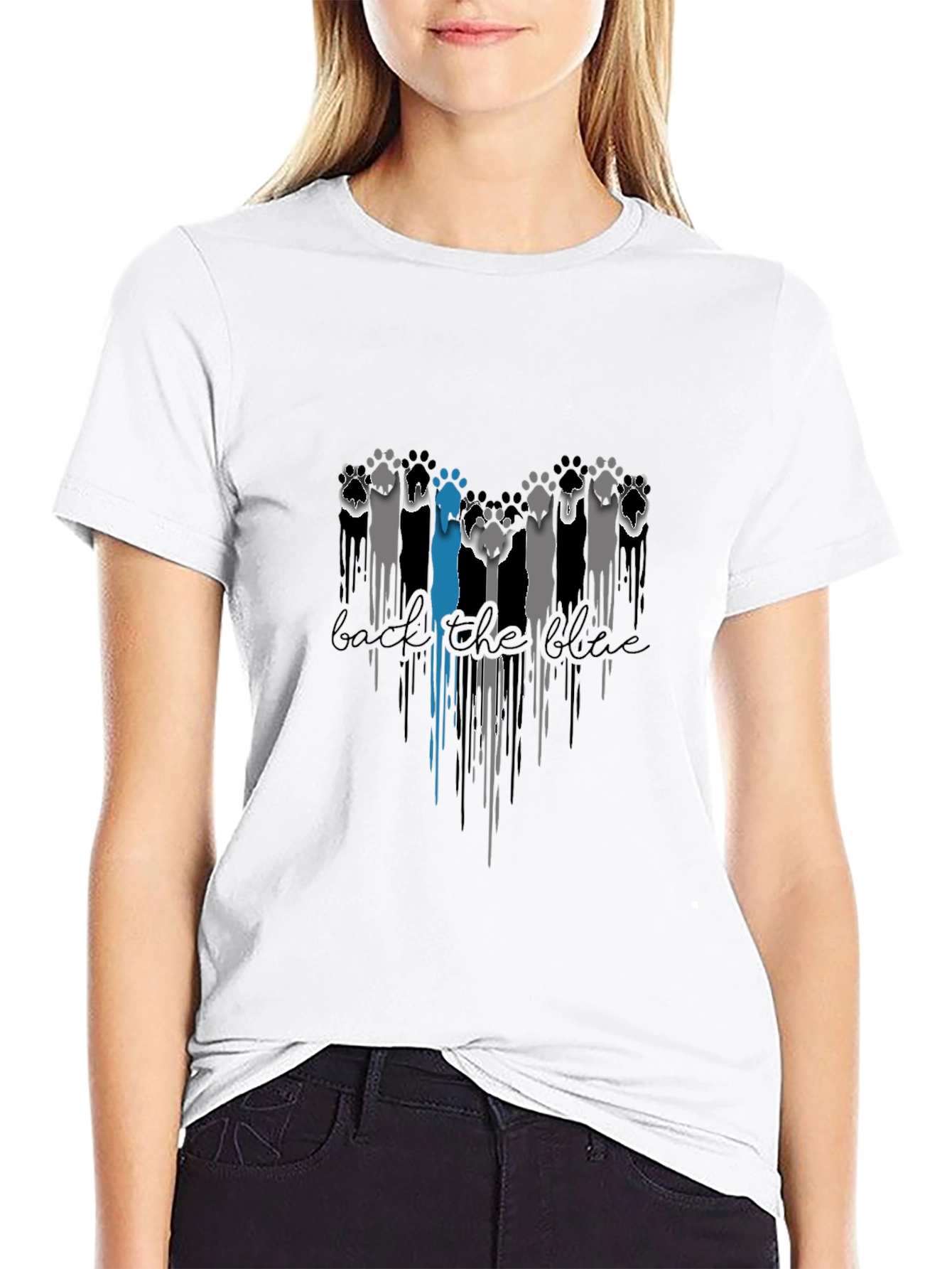 Back the Blue Paw Print Graphic Tee