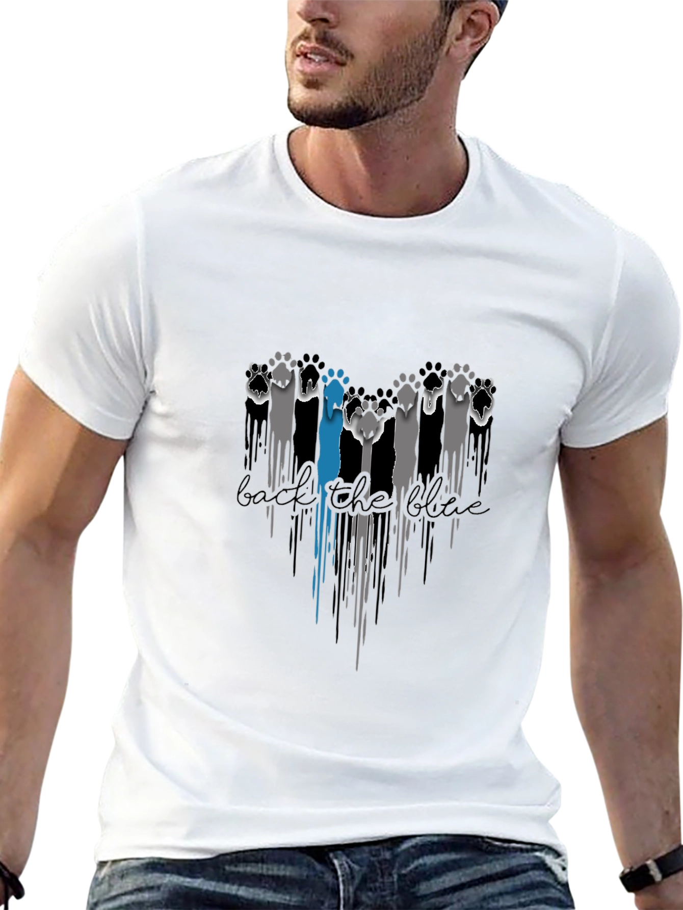 Back the Blue Paw Print Graphic Tee
