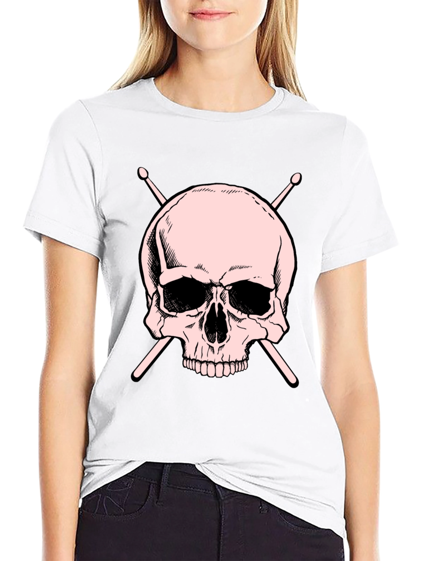 Skull and Drumsticks Graphic T-Shirt
