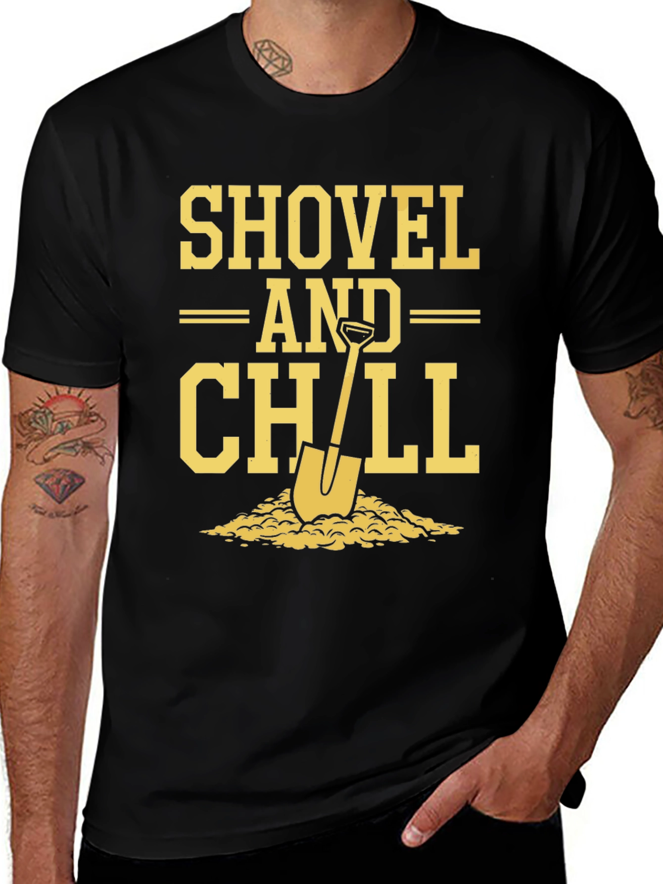 Shovel and Chill Graphic Tee - Black Cotton Blend