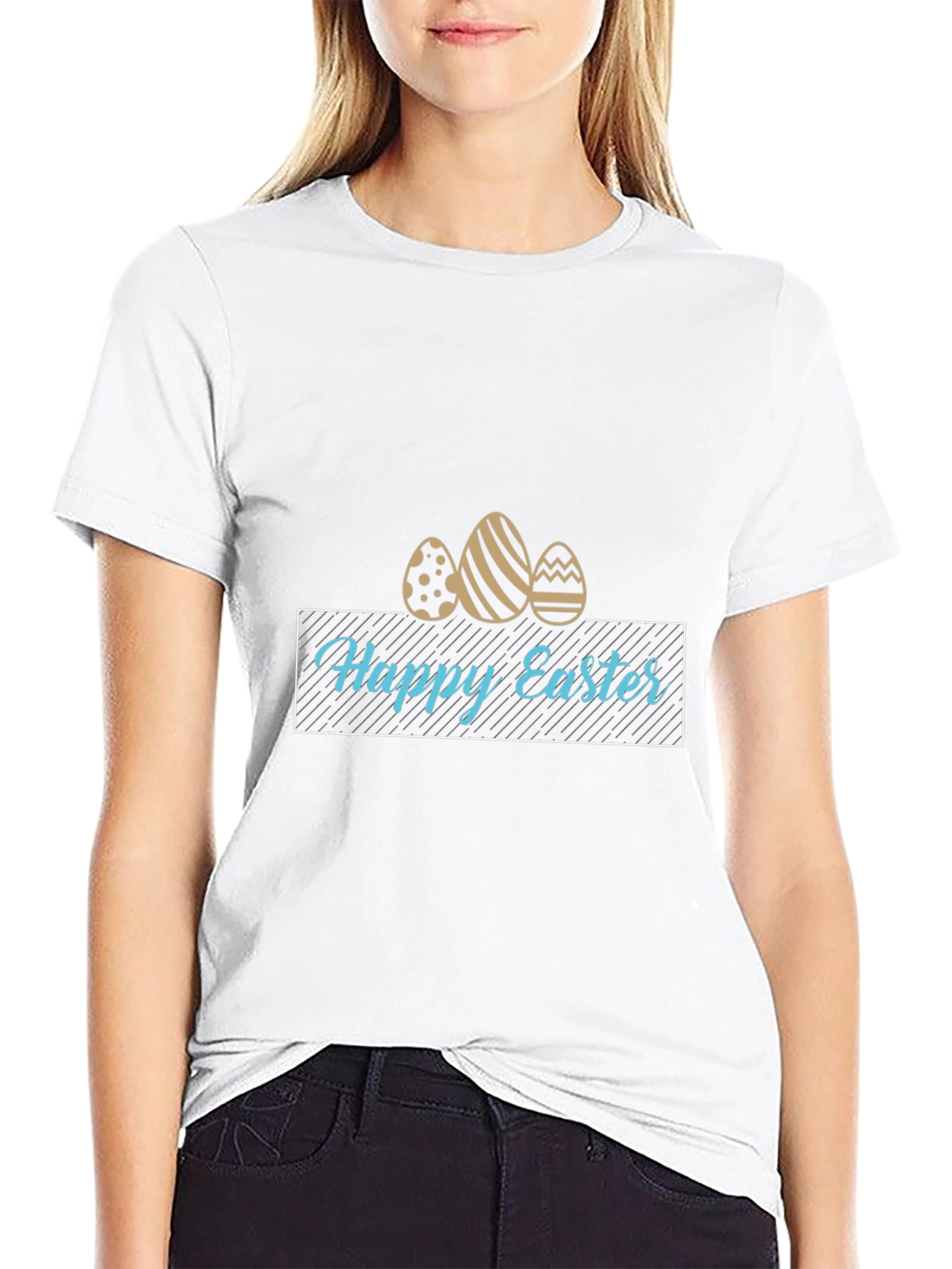 Happy Easter Egg Graphic T-Shirt - Black