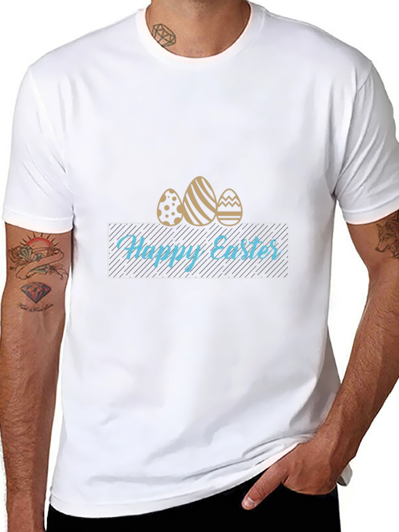 Happy Easter Egg Graphic T-Shirt - Black
