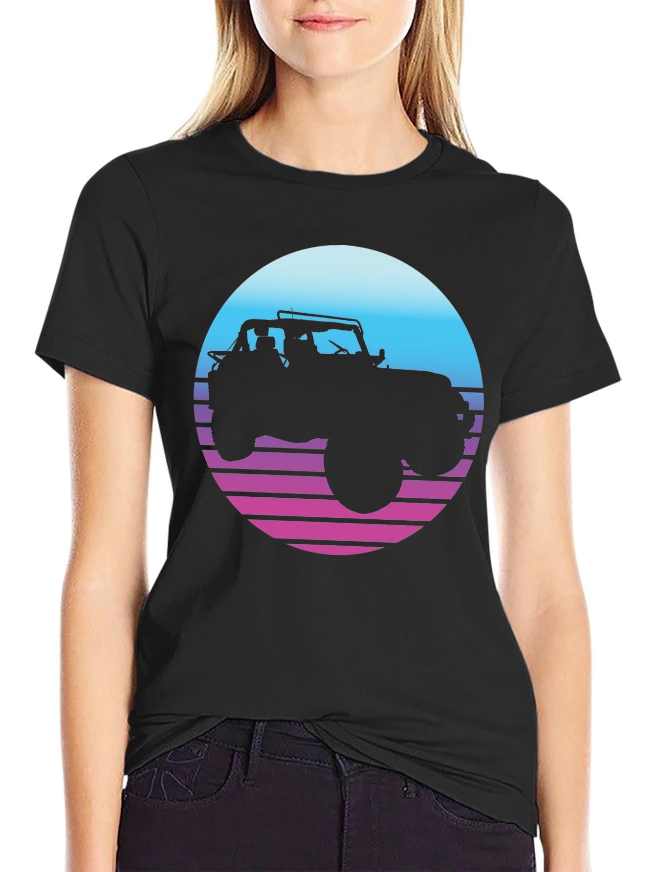 Retro Jeep T-Shirt - Sunset Graphic Tee