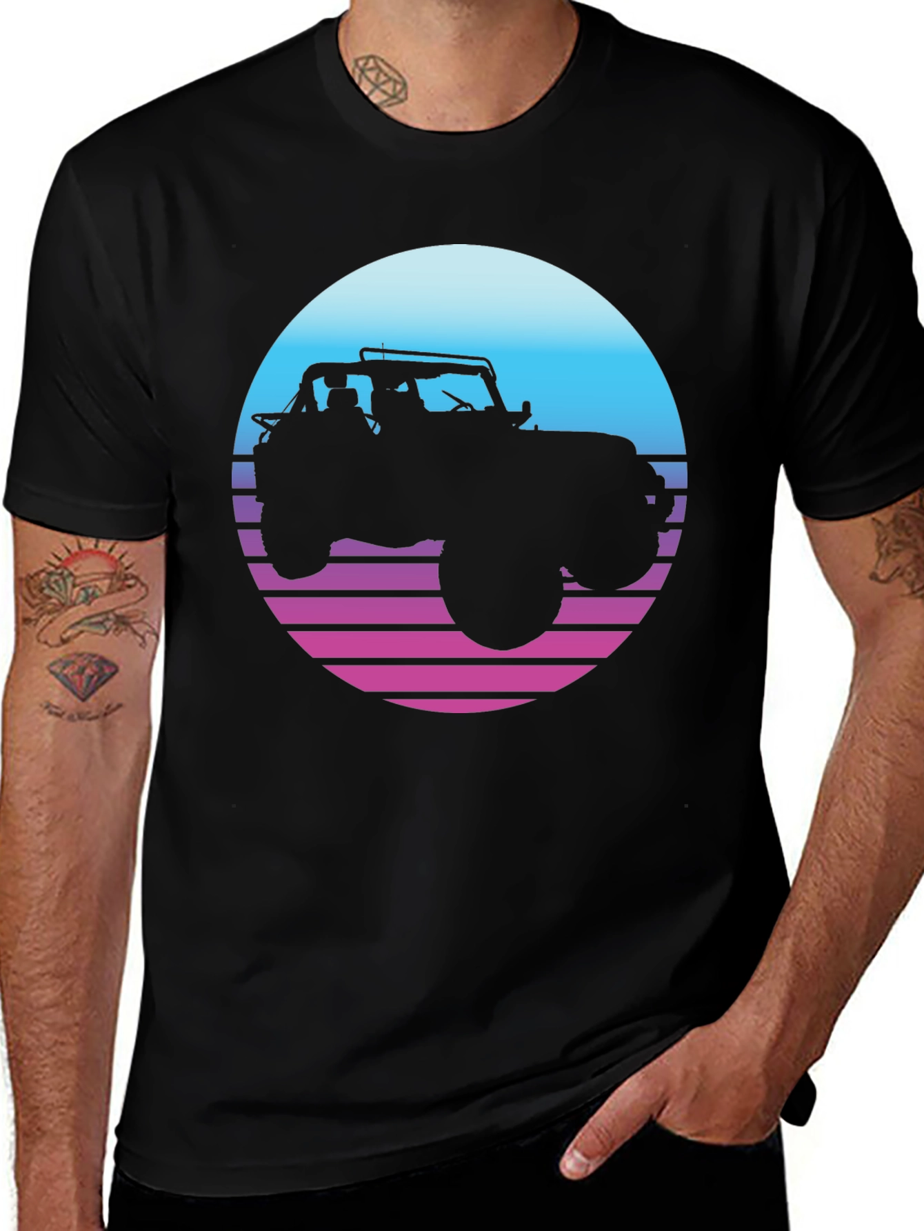 Retro Jeep T-Shirt - Sunset Graphic Tee