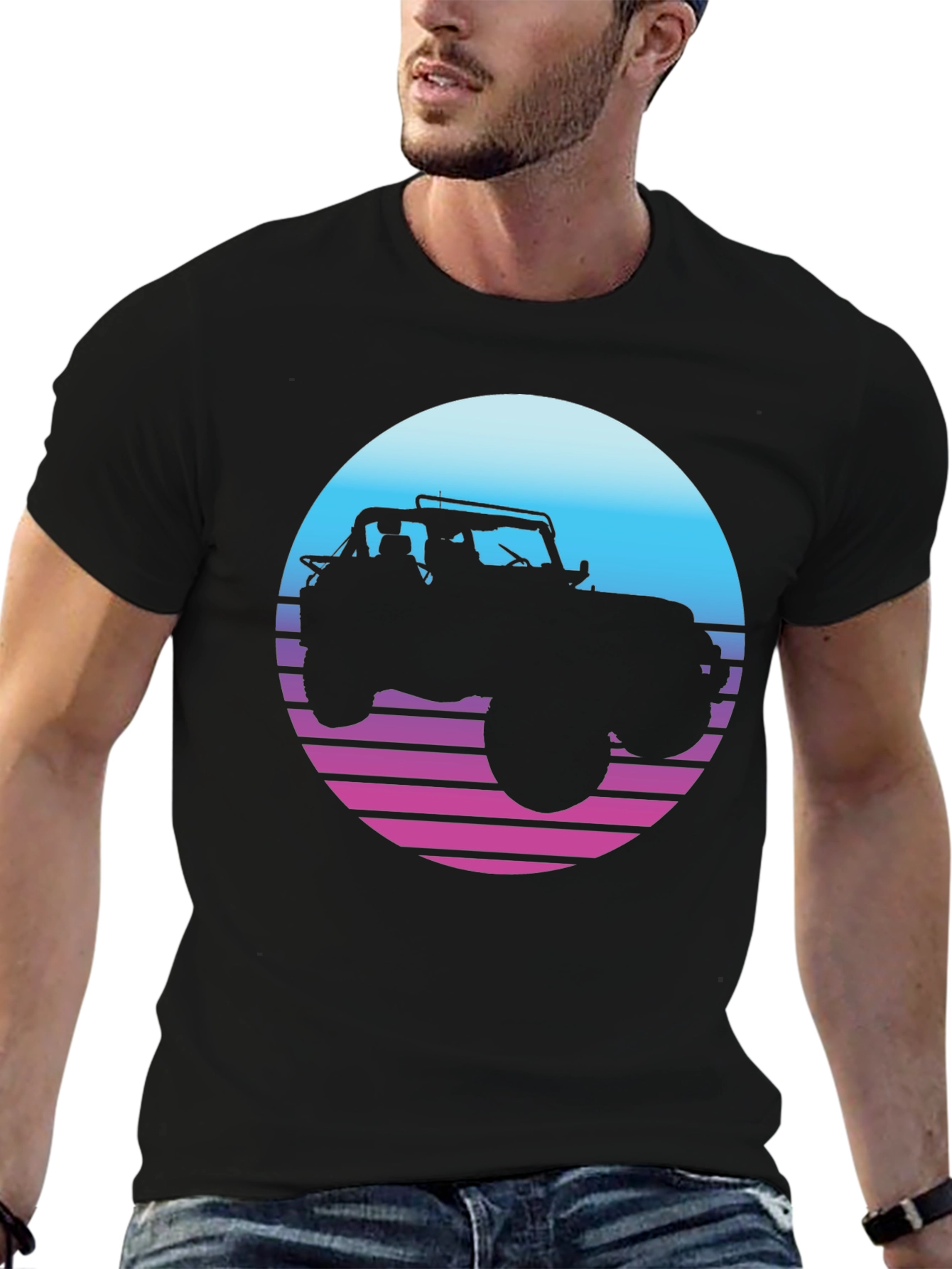 Retro Jeep T-Shirt - Sunset Graphic Tee