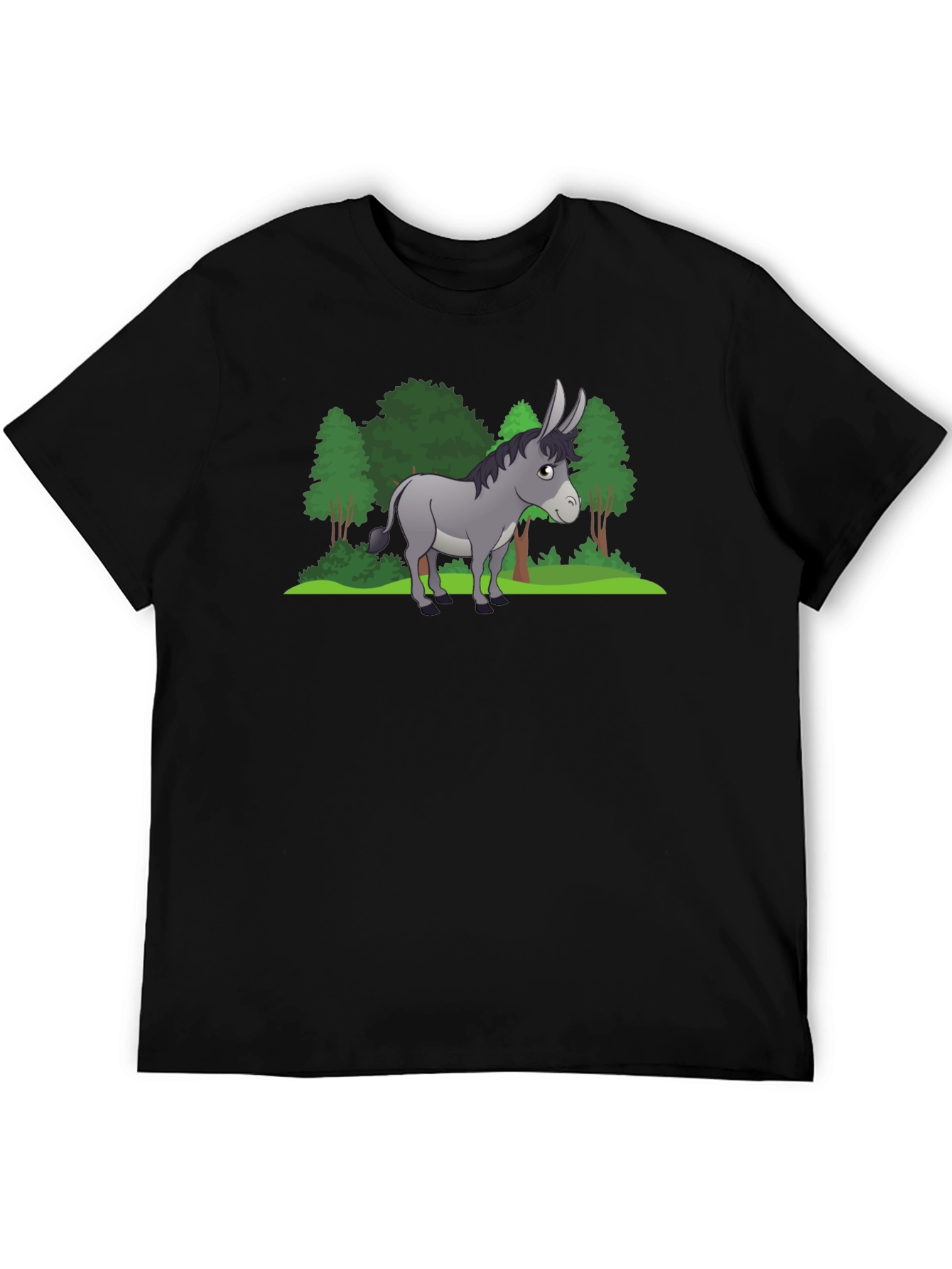 Cartoon Donkey T-Shirt - Black Cotton Tee