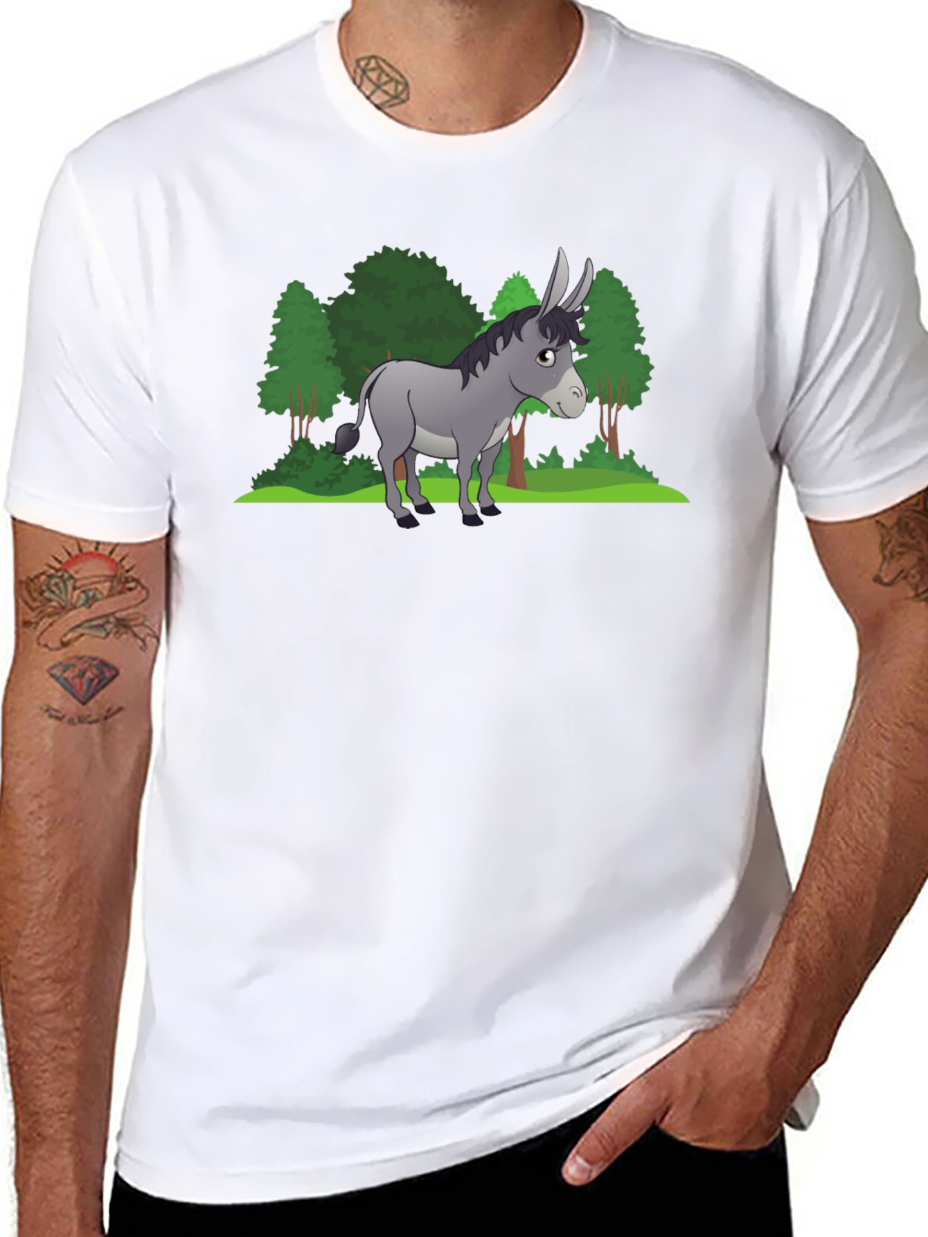 Cartoon Donkey T-Shirt - Black Cotton Tee