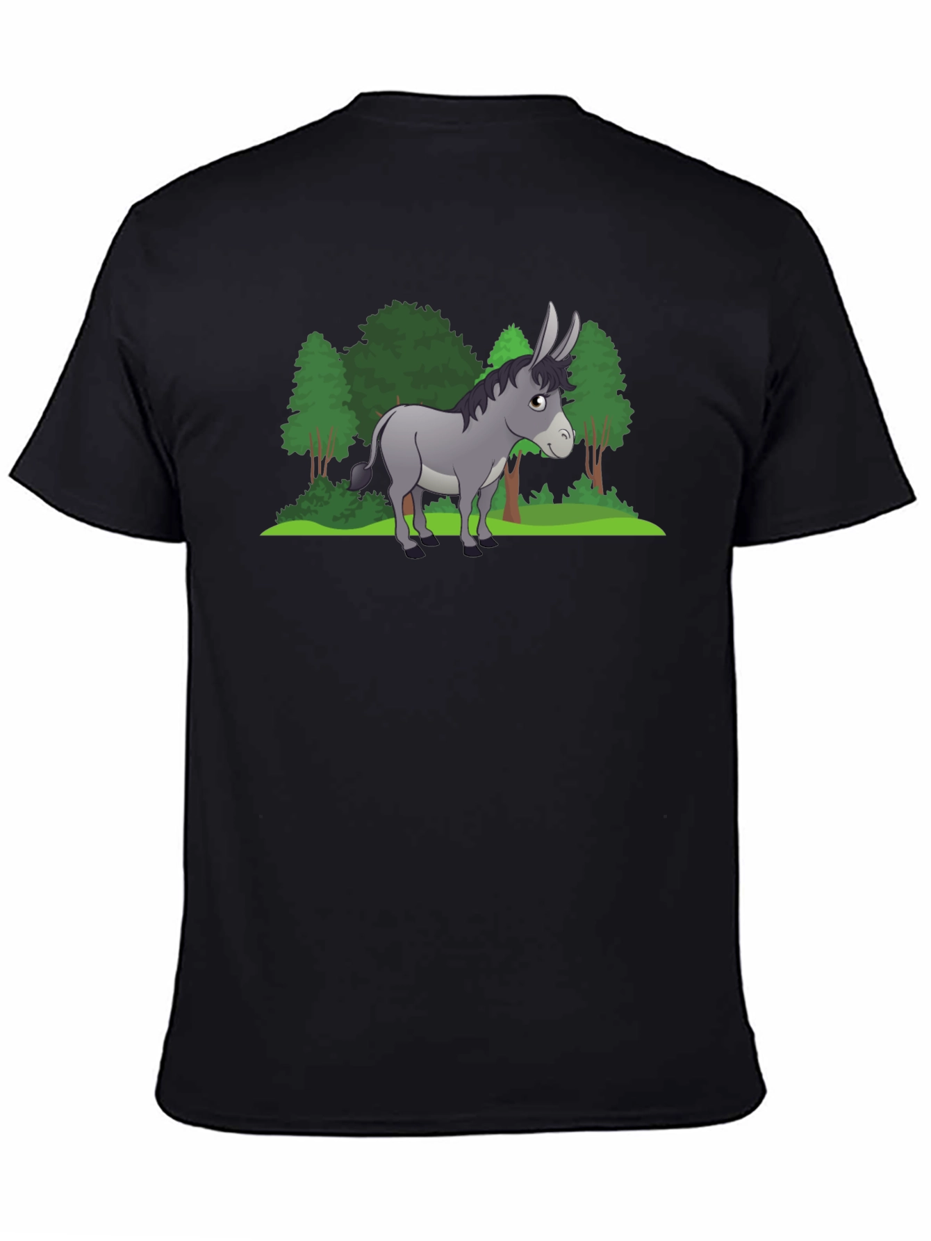 Cartoon Donkey T-Shirt - Black Cotton Tee