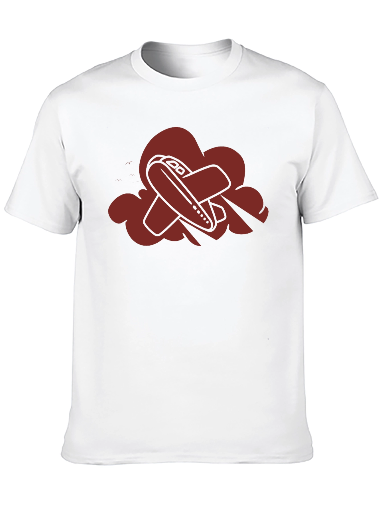 Airplane Cloud Graphic Tee - Black Casual T-Shirt
