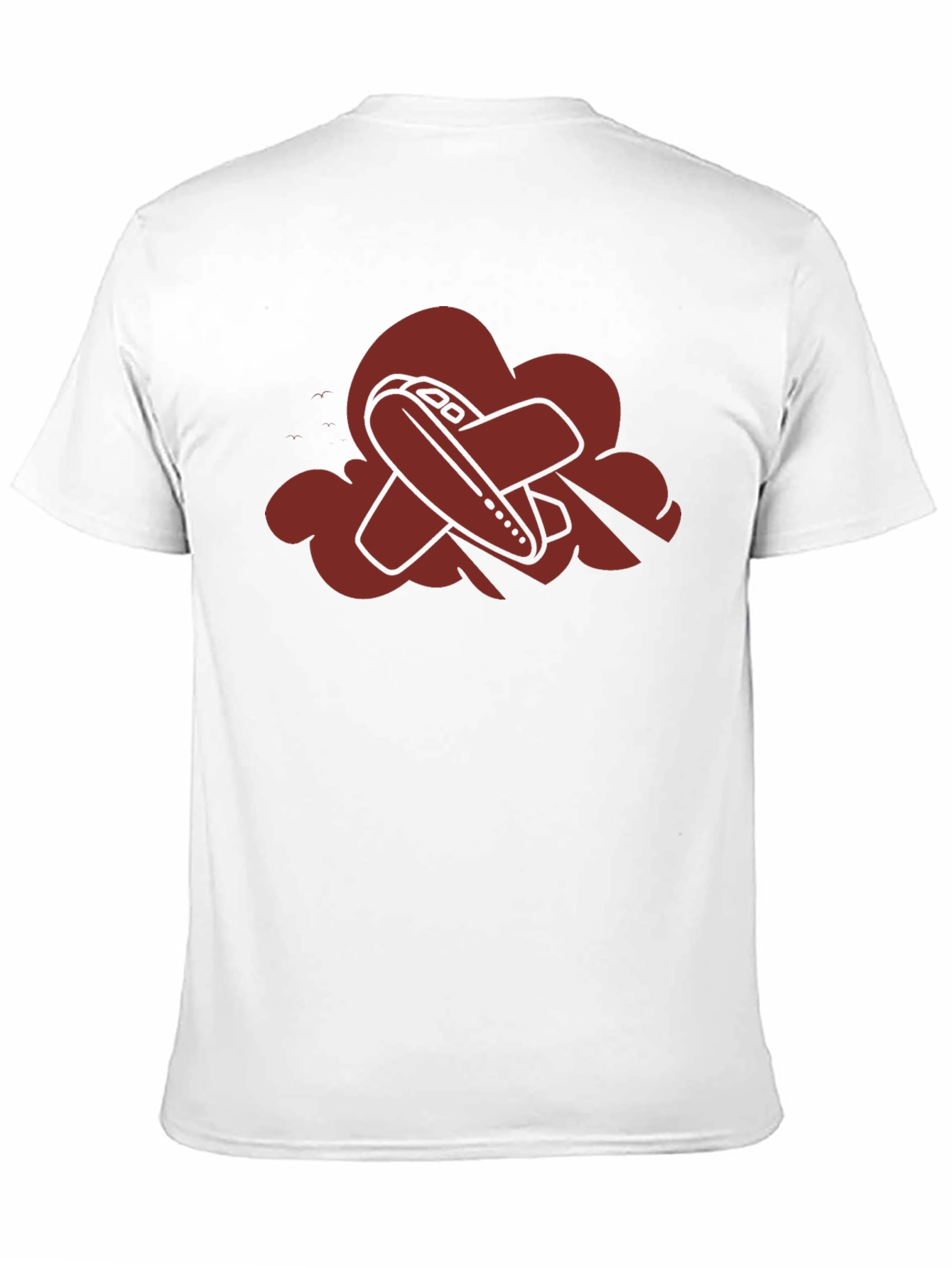 Airplane Cloud Graphic Tee - Black Casual T-Shirt