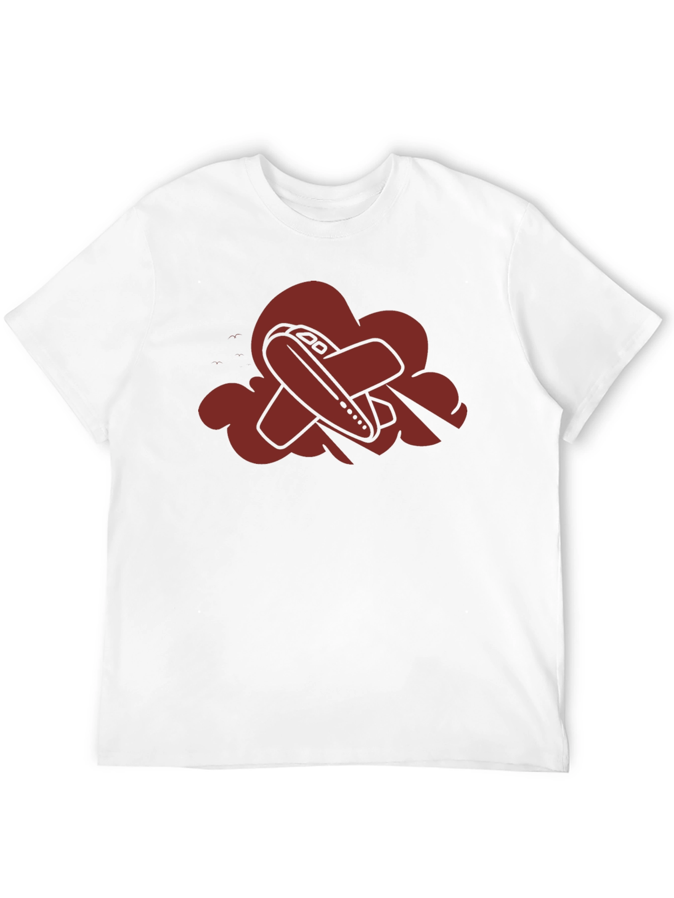 Airplane Cloud Graphic Tee - Black Casual T-Shirt