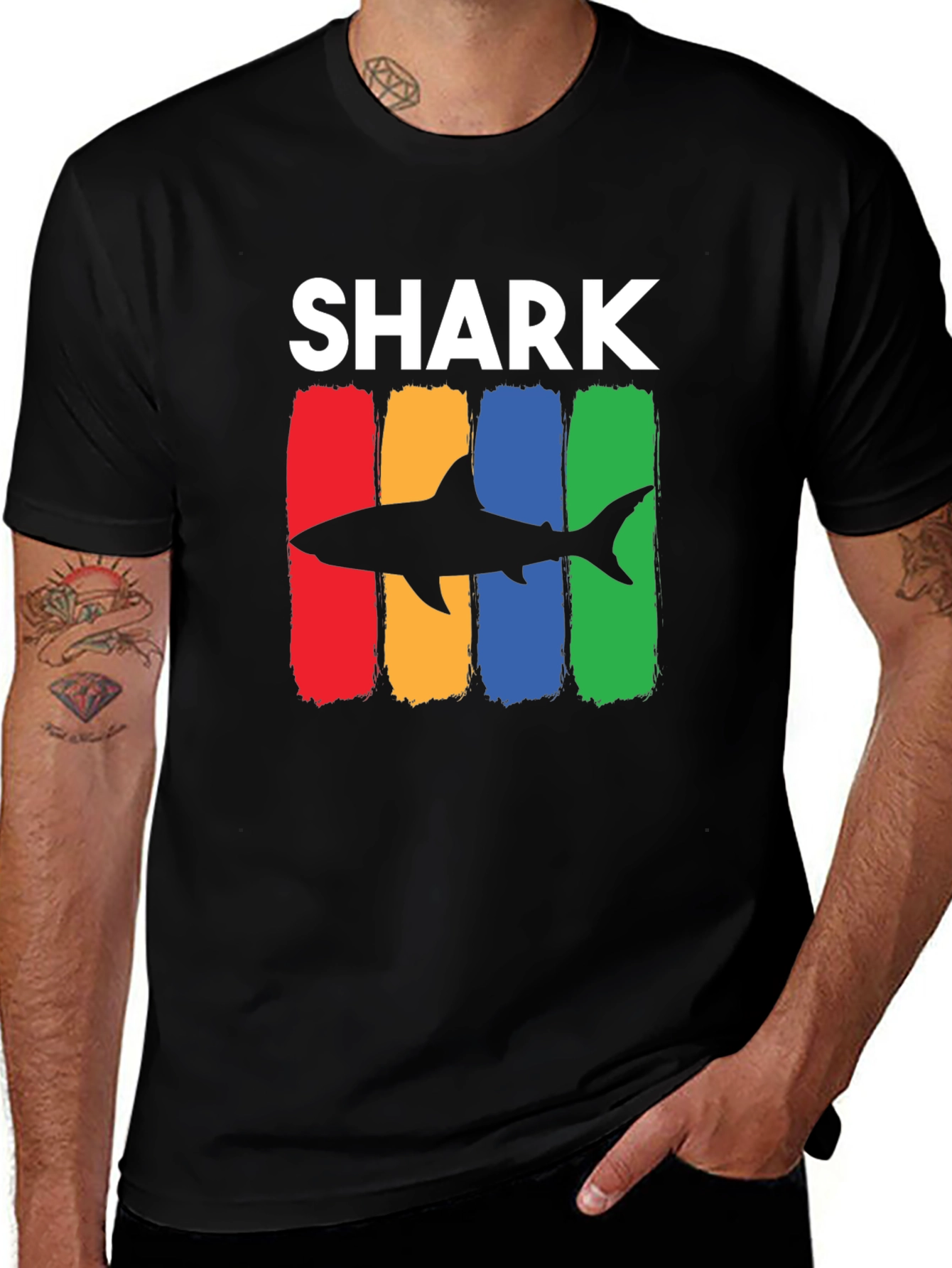 Shark Graphic Tee - Cool Mens Black T-Shirt