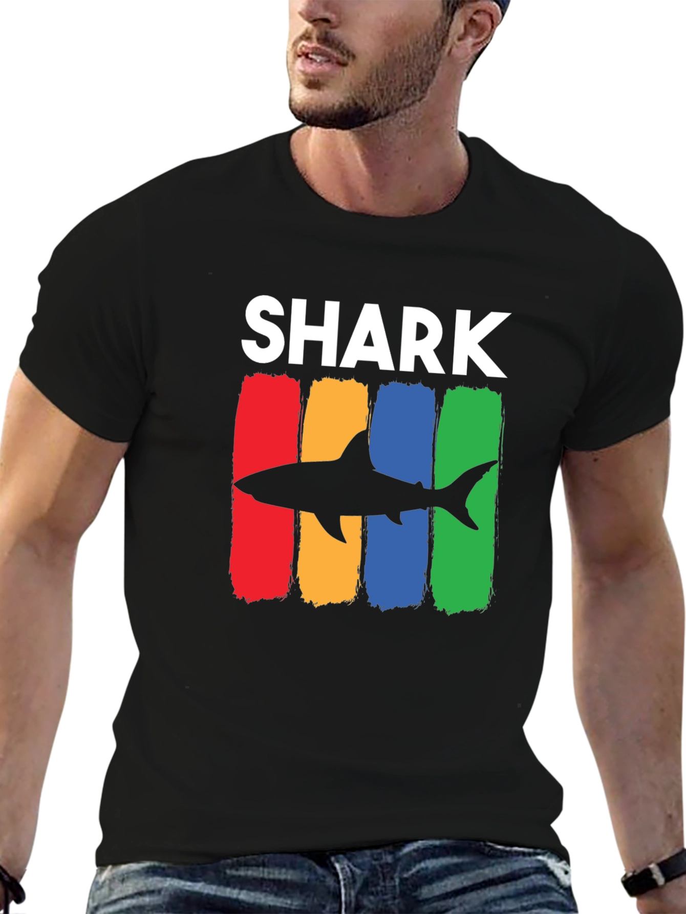 Shark Graphic Tee - Cool Mens Black T-Shirt
