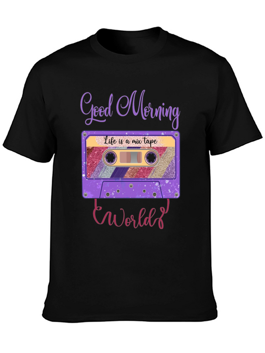 Good Morning World Cassette Tape Graphic Tee