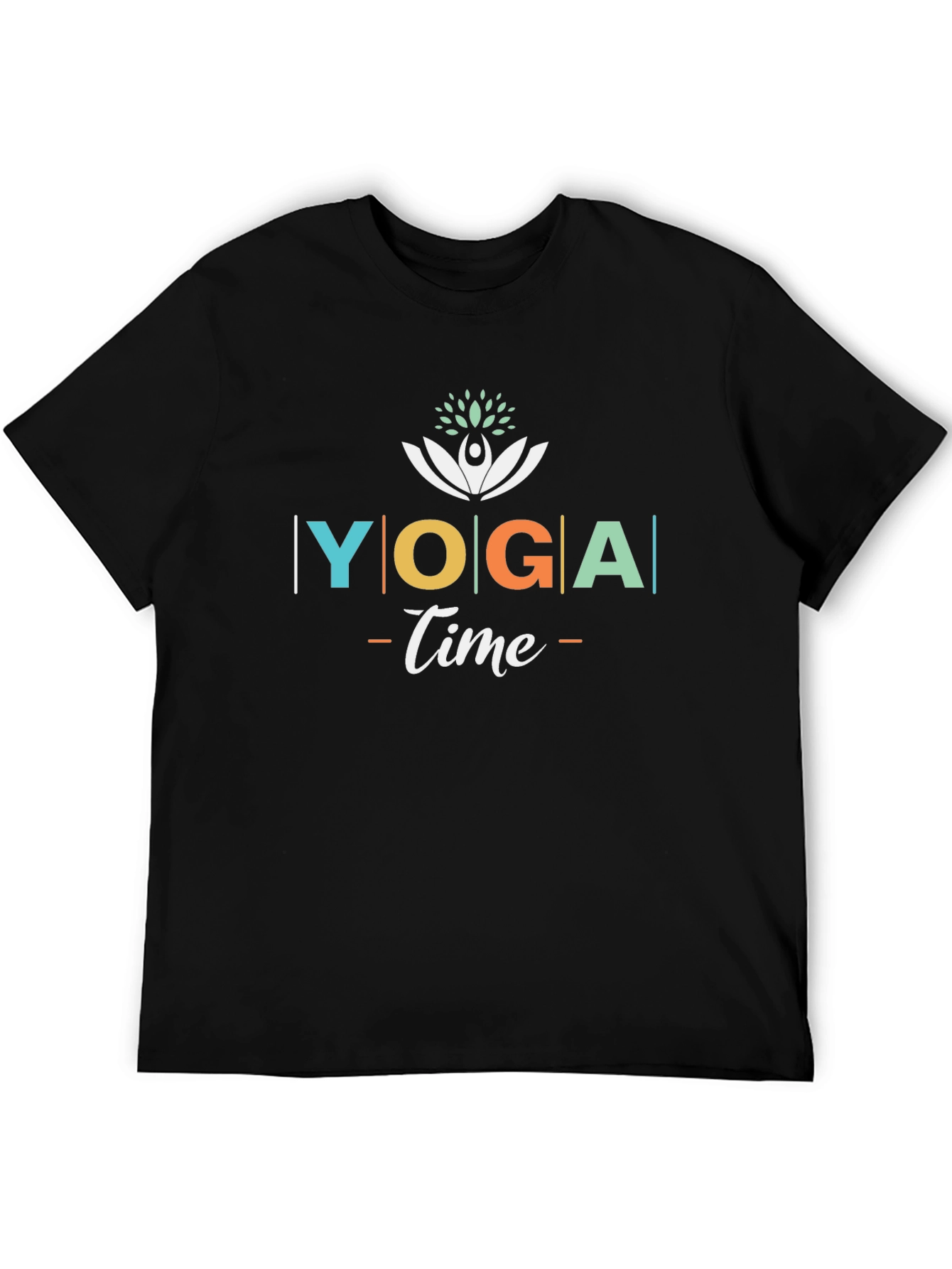 Yoga Time Black Cotton T-Shirt