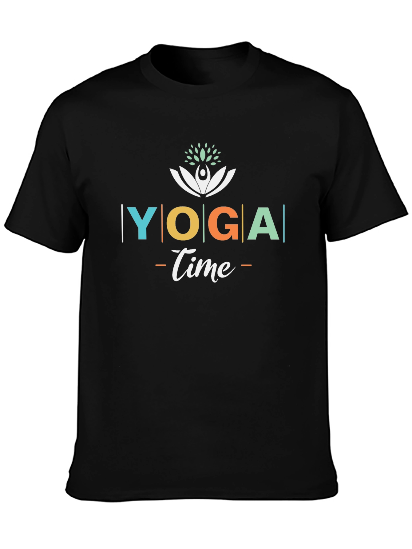 Yoga Time Black Cotton T-Shirt