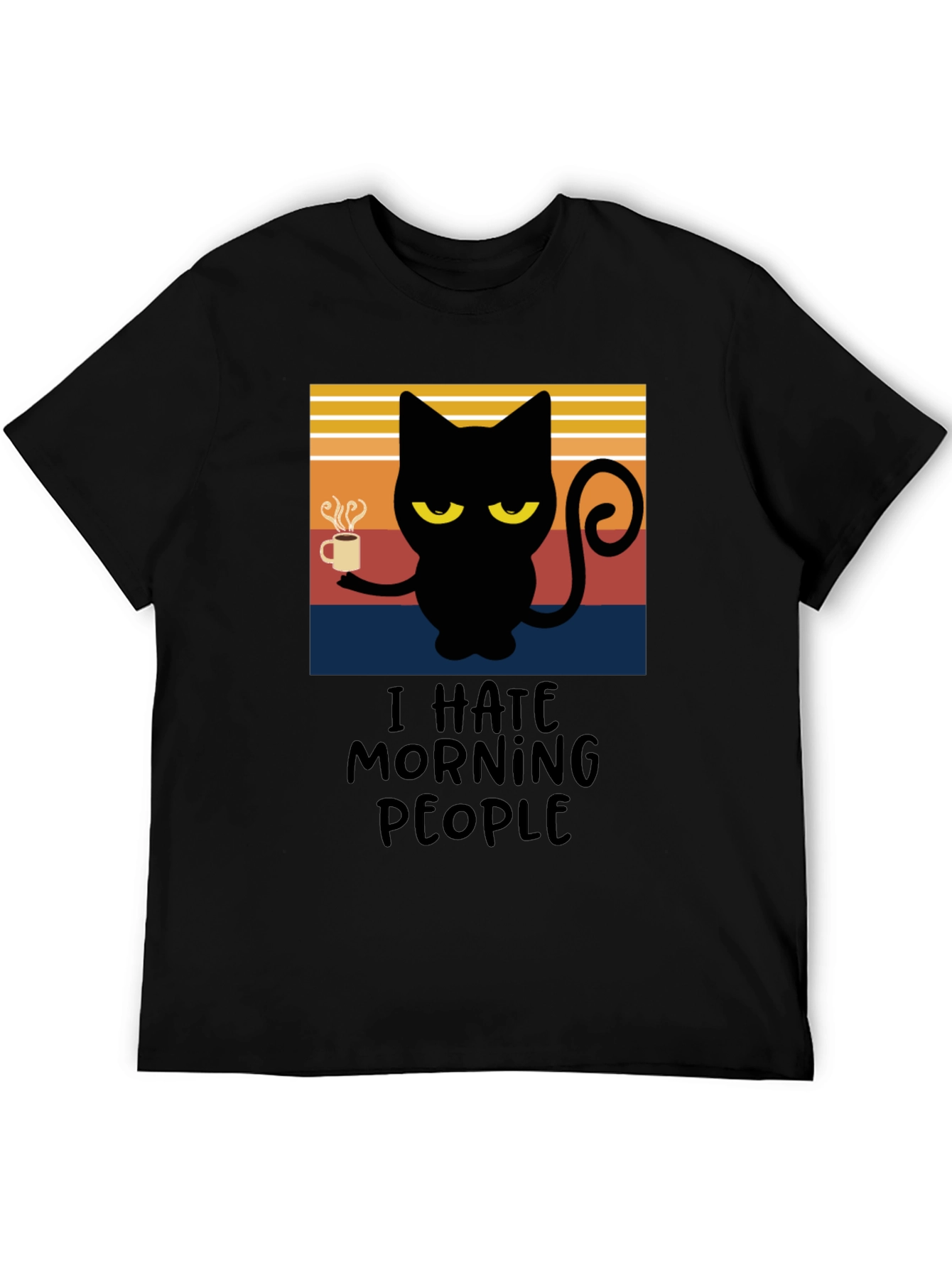 I Hate Morning People Black Cat T-Shirt