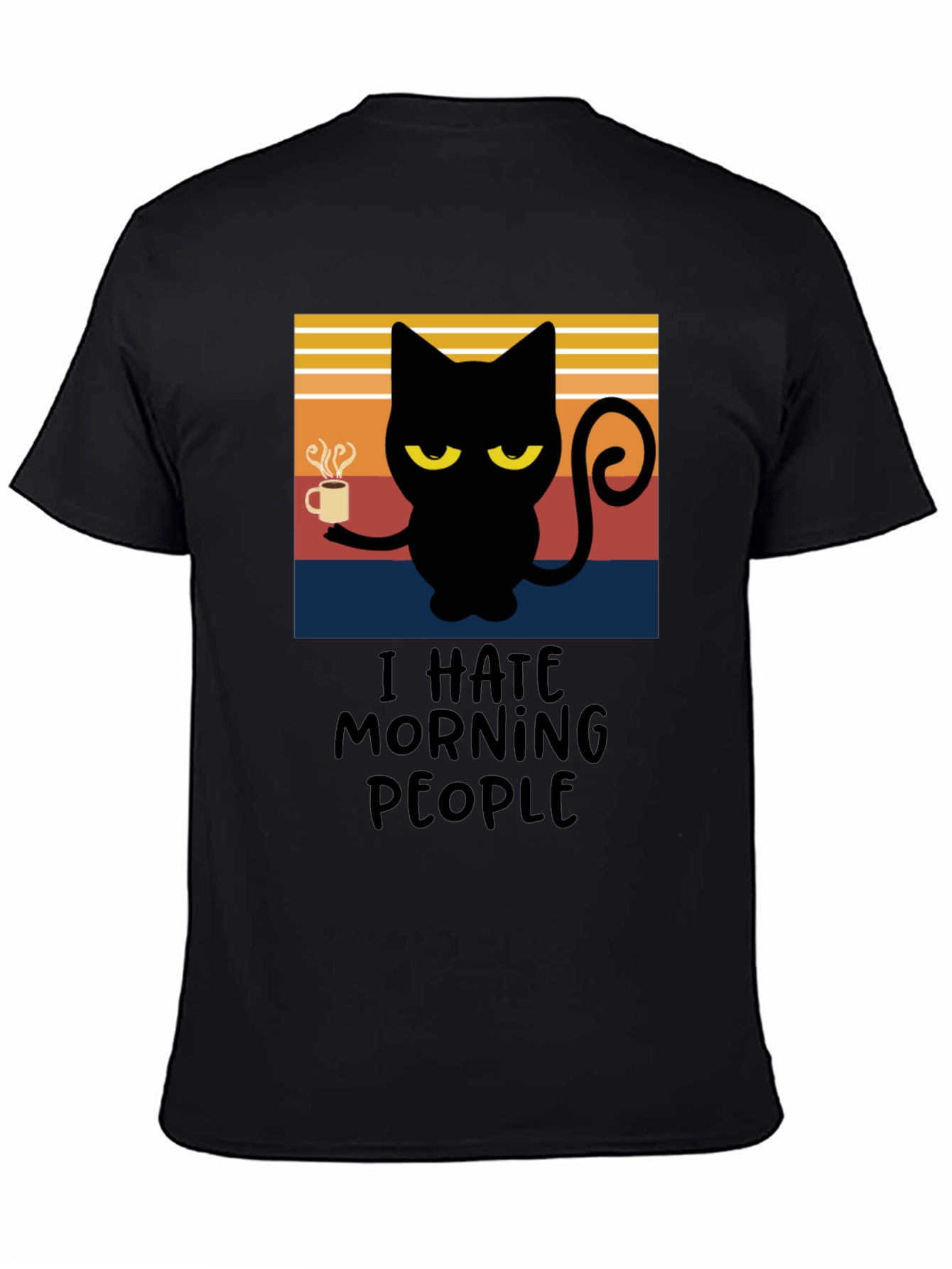 I Hate Morning People Black Cat T-Shirt