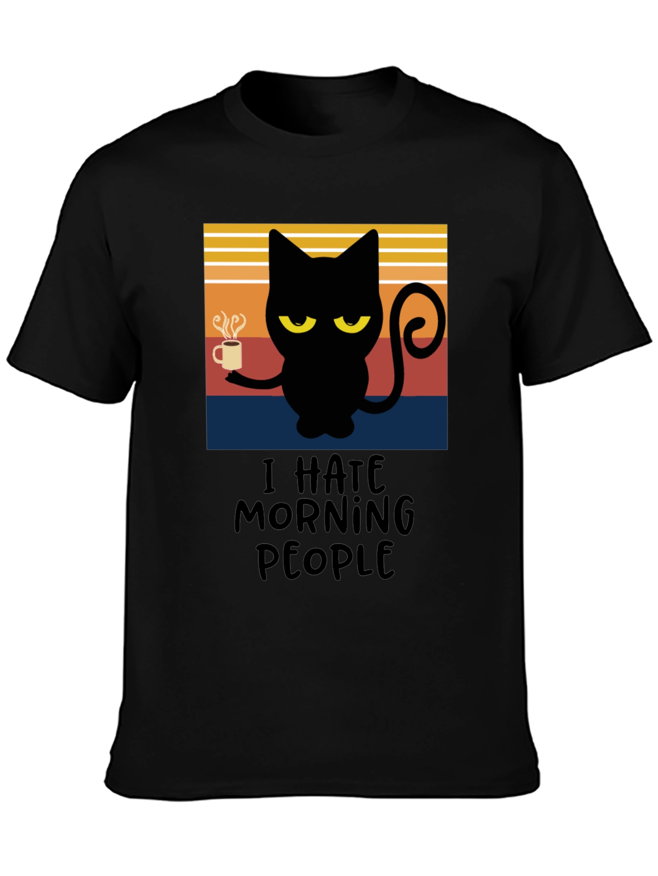 I Hate Morning People Black Cat T-Shirt