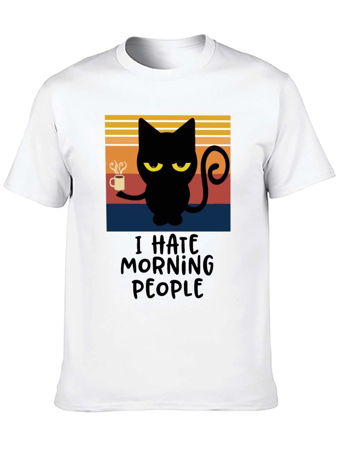 I Hate Morning People Black Cat T-Shirt