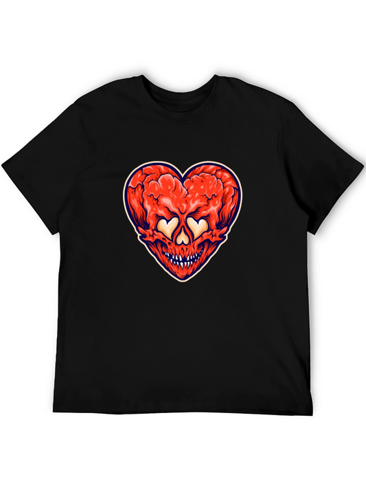 Heart Skull Graphic Tee - Edgy Streetwear