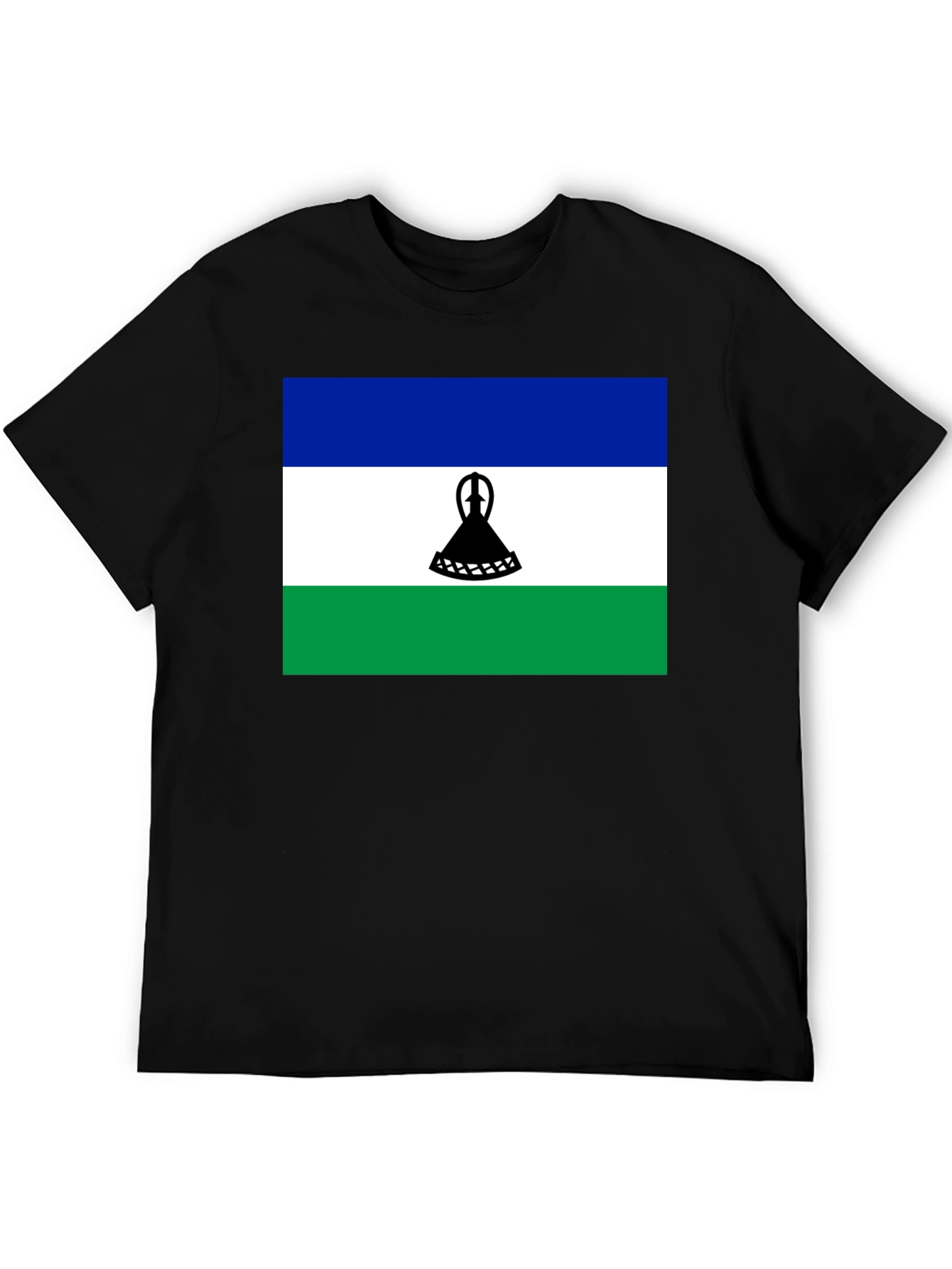 Lesotho Flag T-Shirt - Black Cotton Tee