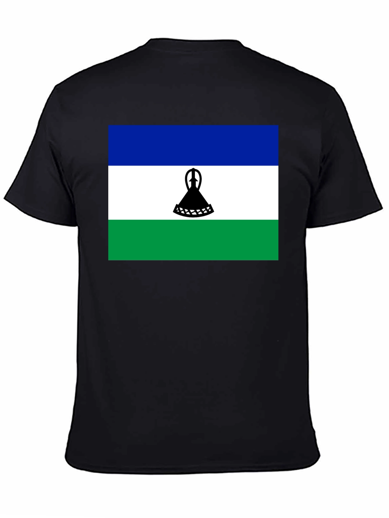 Lesotho Flag T-Shirt - Black Cotton Tee