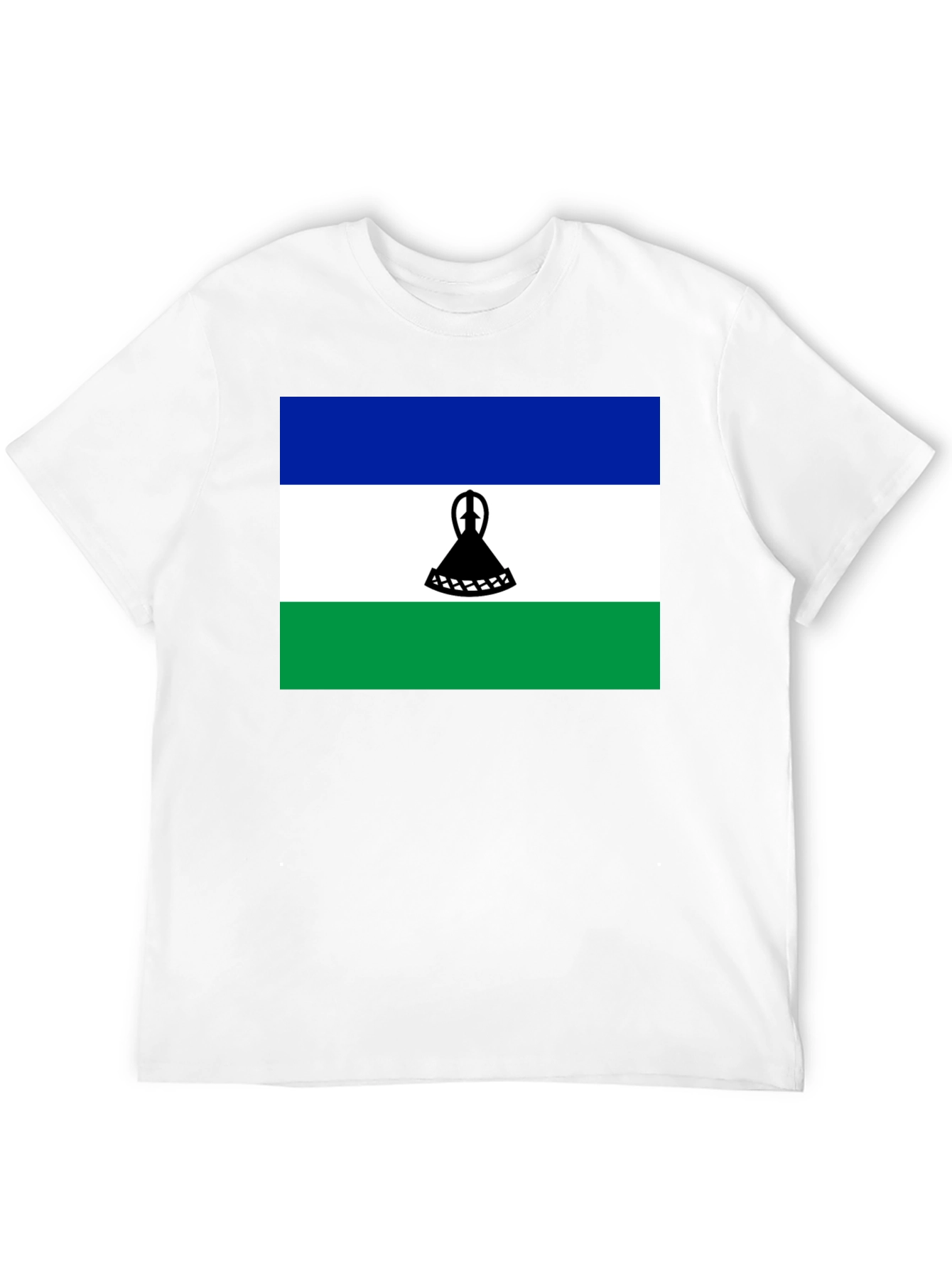 Lesotho Flag T-Shirt - Black Cotton Tee