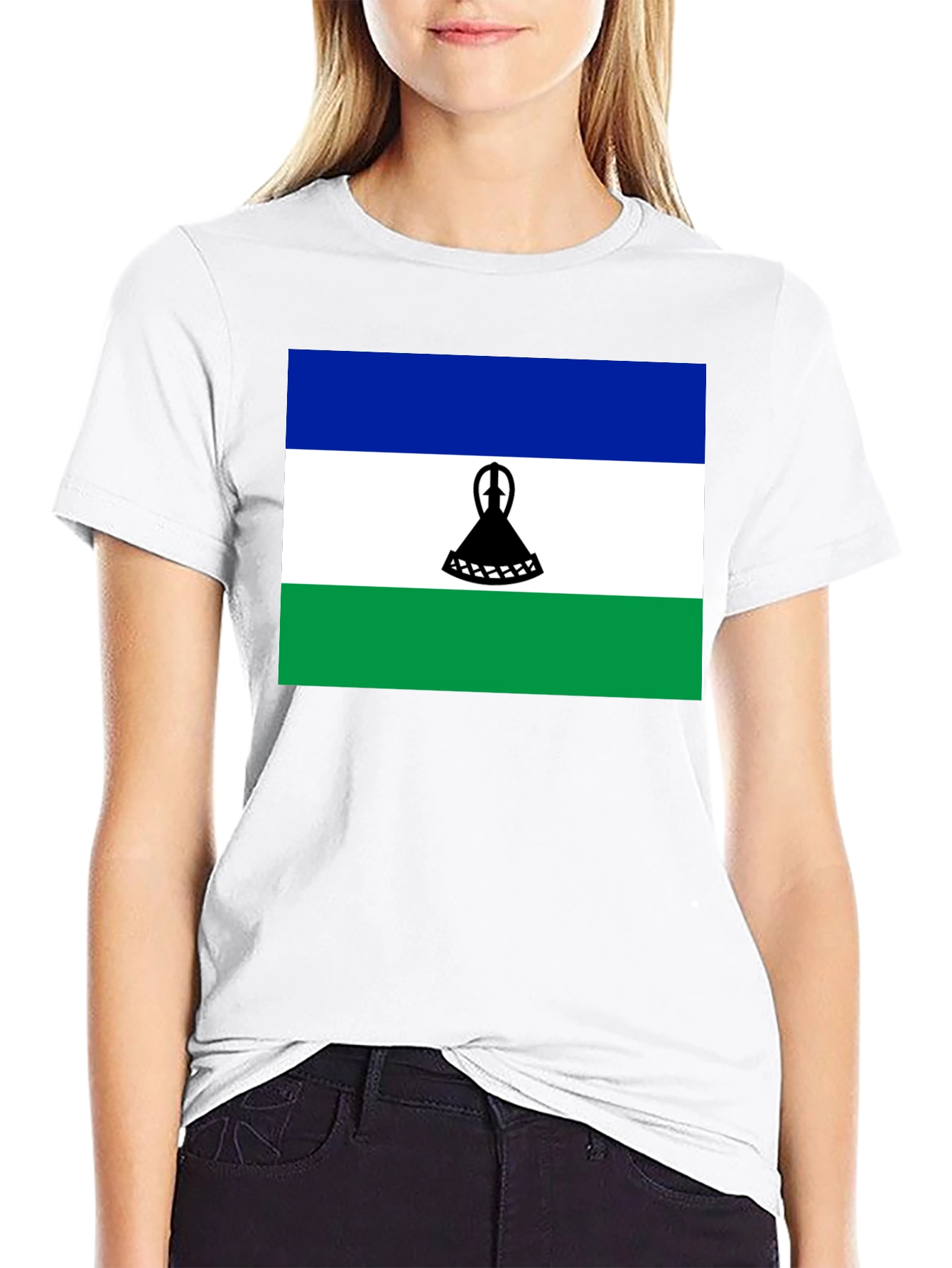 Lesotho Flag T-Shirt - Black Cotton Tee