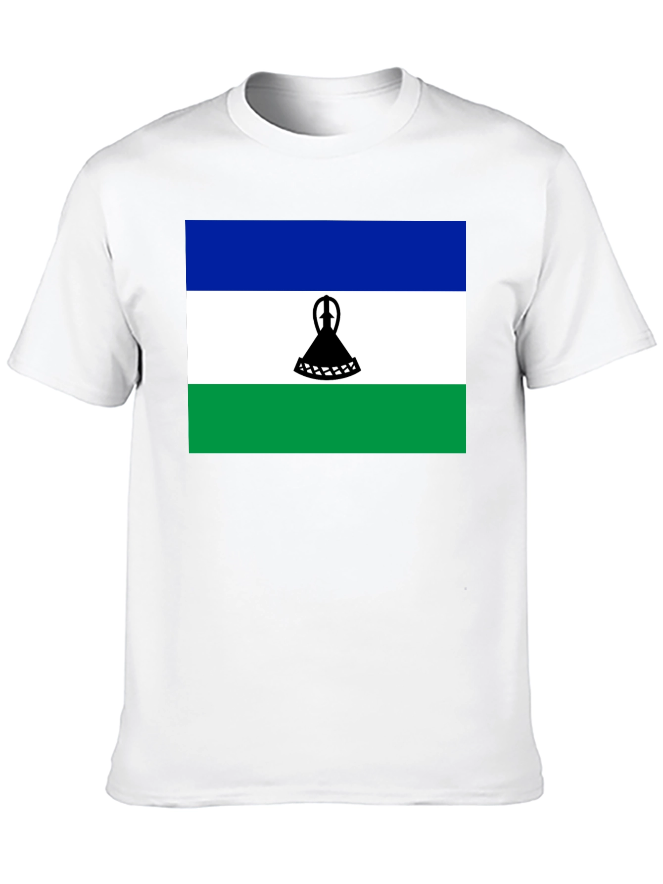 Lesotho Flag T-Shirt - Black Cotton Tee
