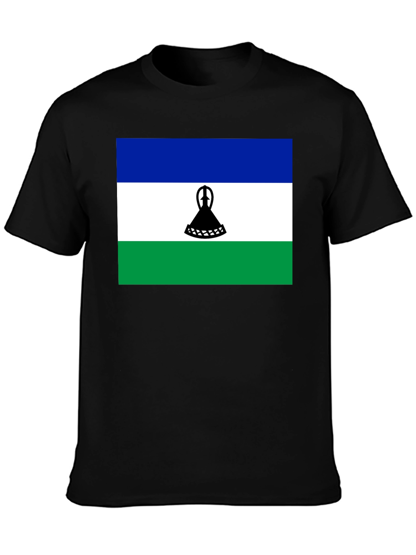 Lesotho Flag T-Shirt - Black Cotton Tee