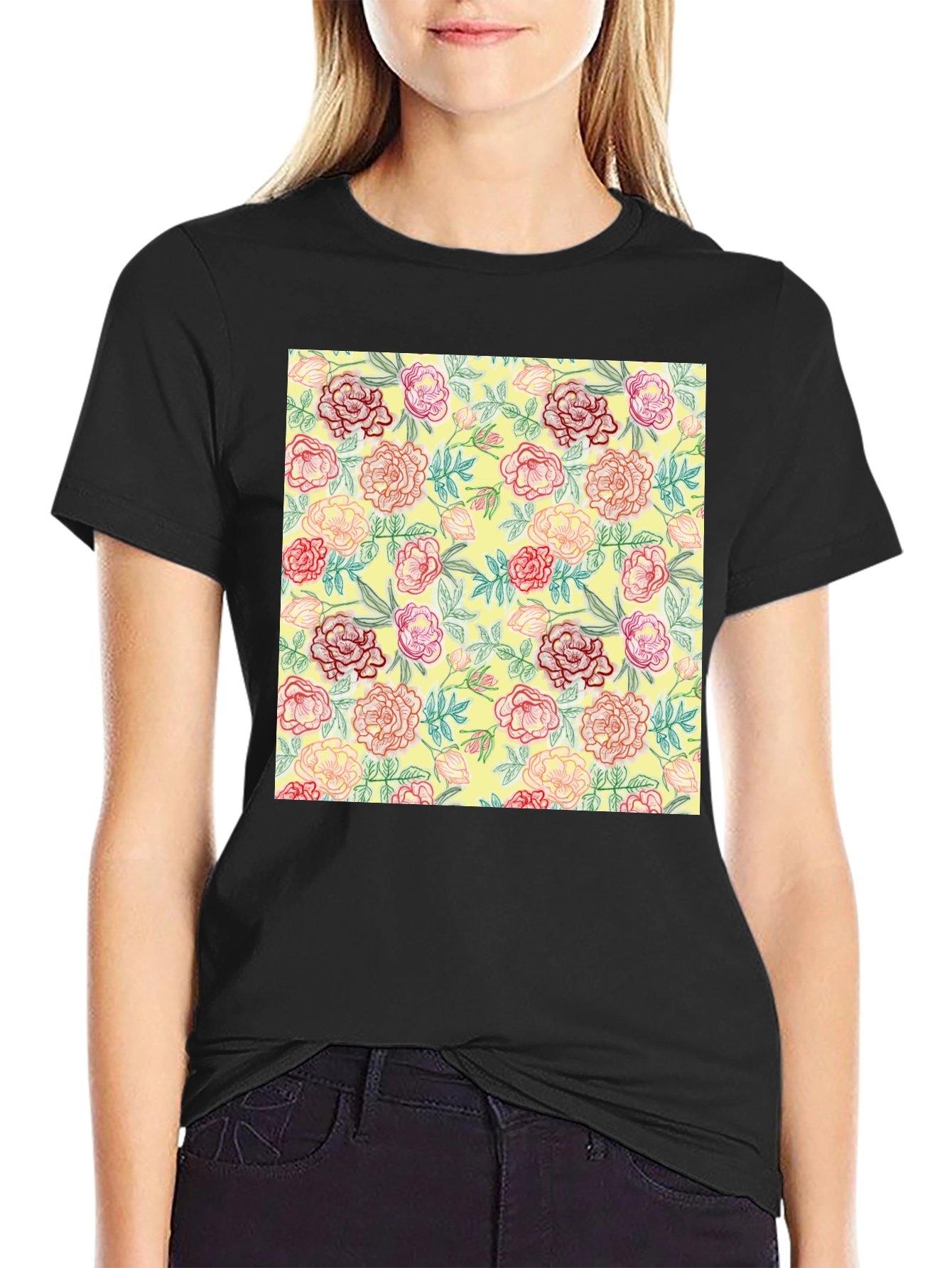 Floral Print Crew Neck T-Shirt