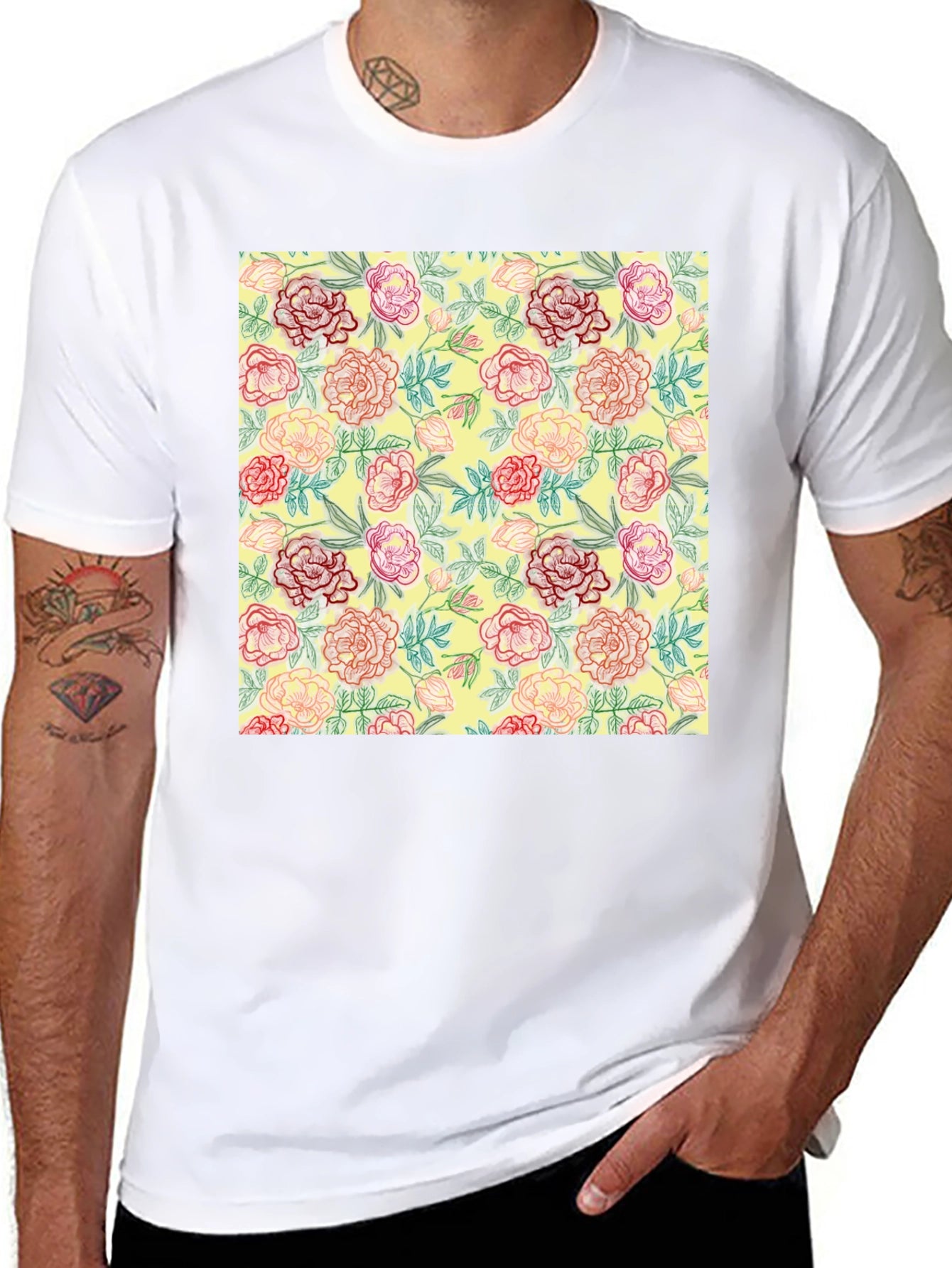 Floral Print Crew Neck T-Shirt