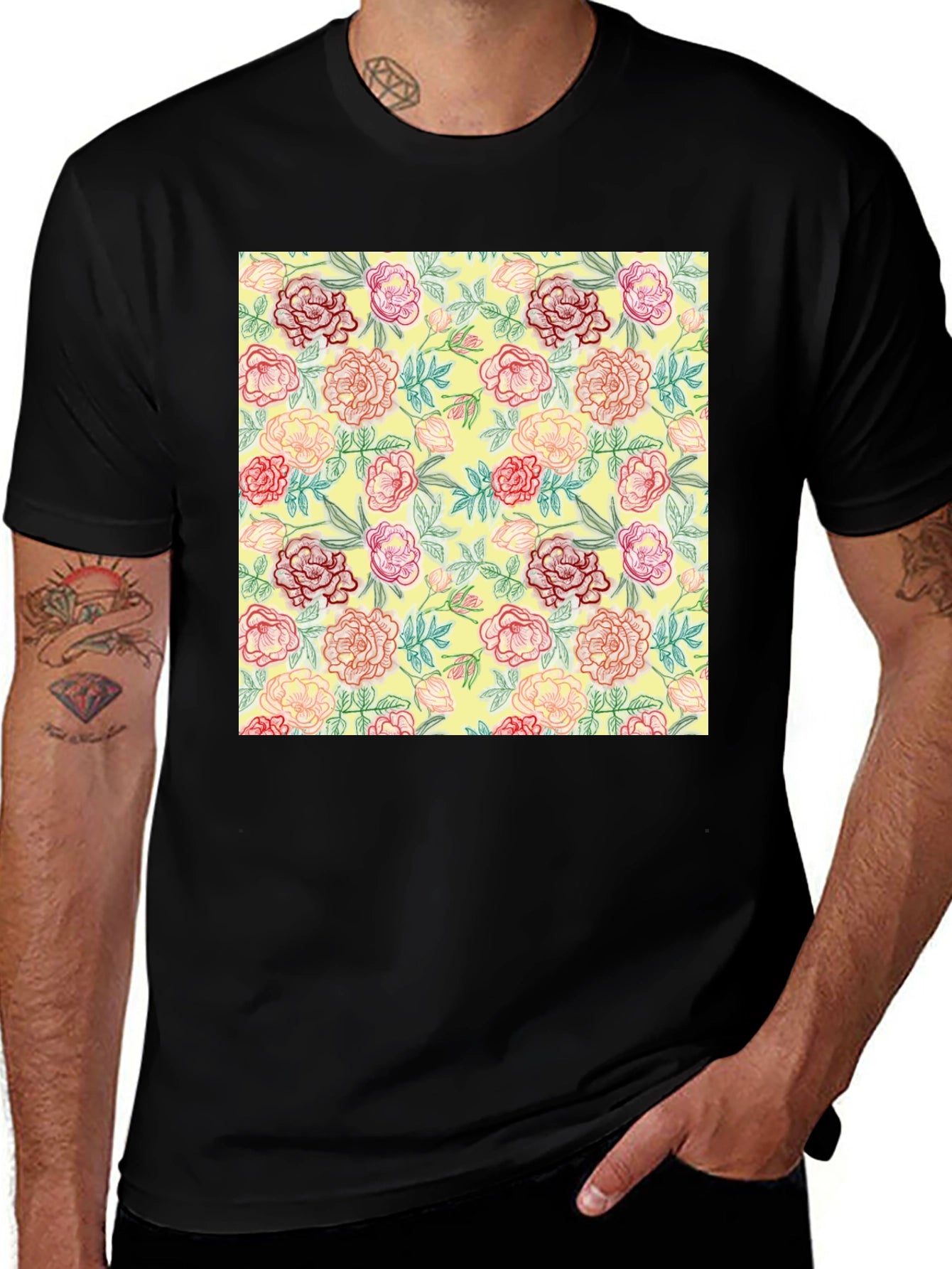 Floral Print Crew Neck T-Shirt