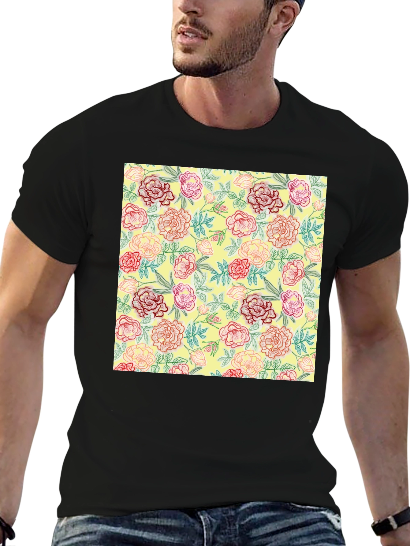 Floral Print Crew Neck T-Shirt