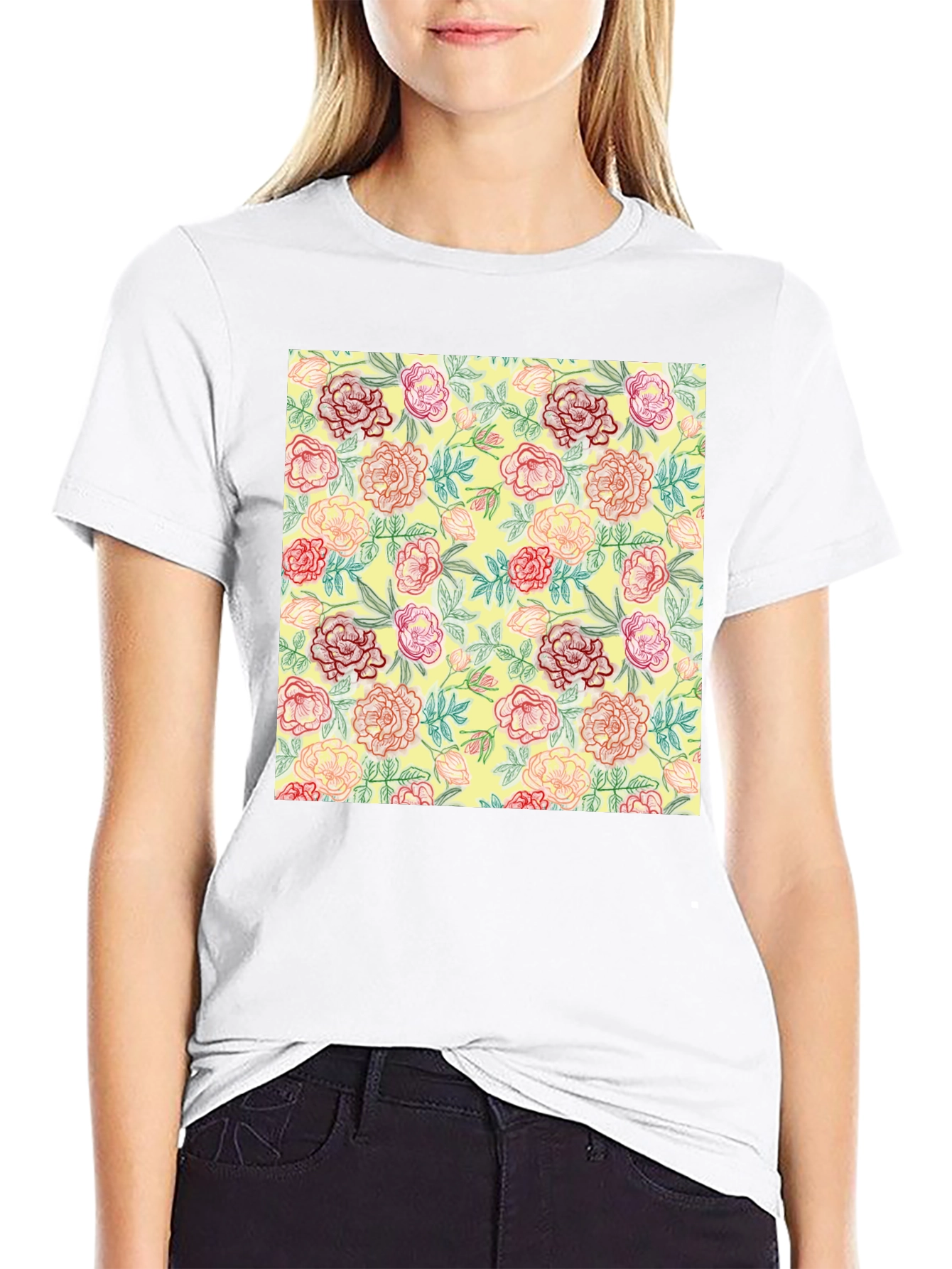 Floral Print Crew Neck T-Shirt